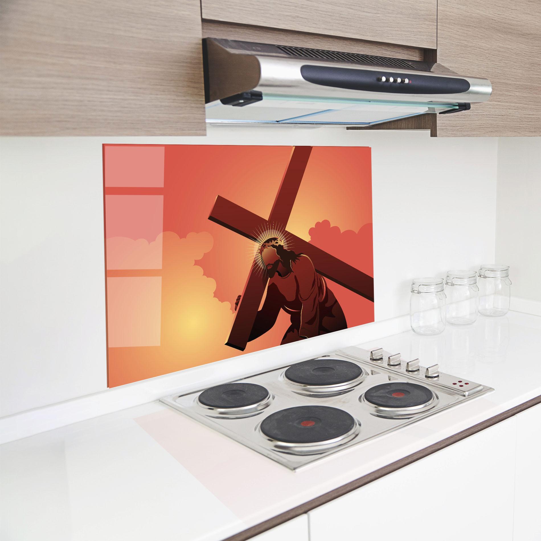 Стъклен панел за кухня Holding The Cross mockup 8