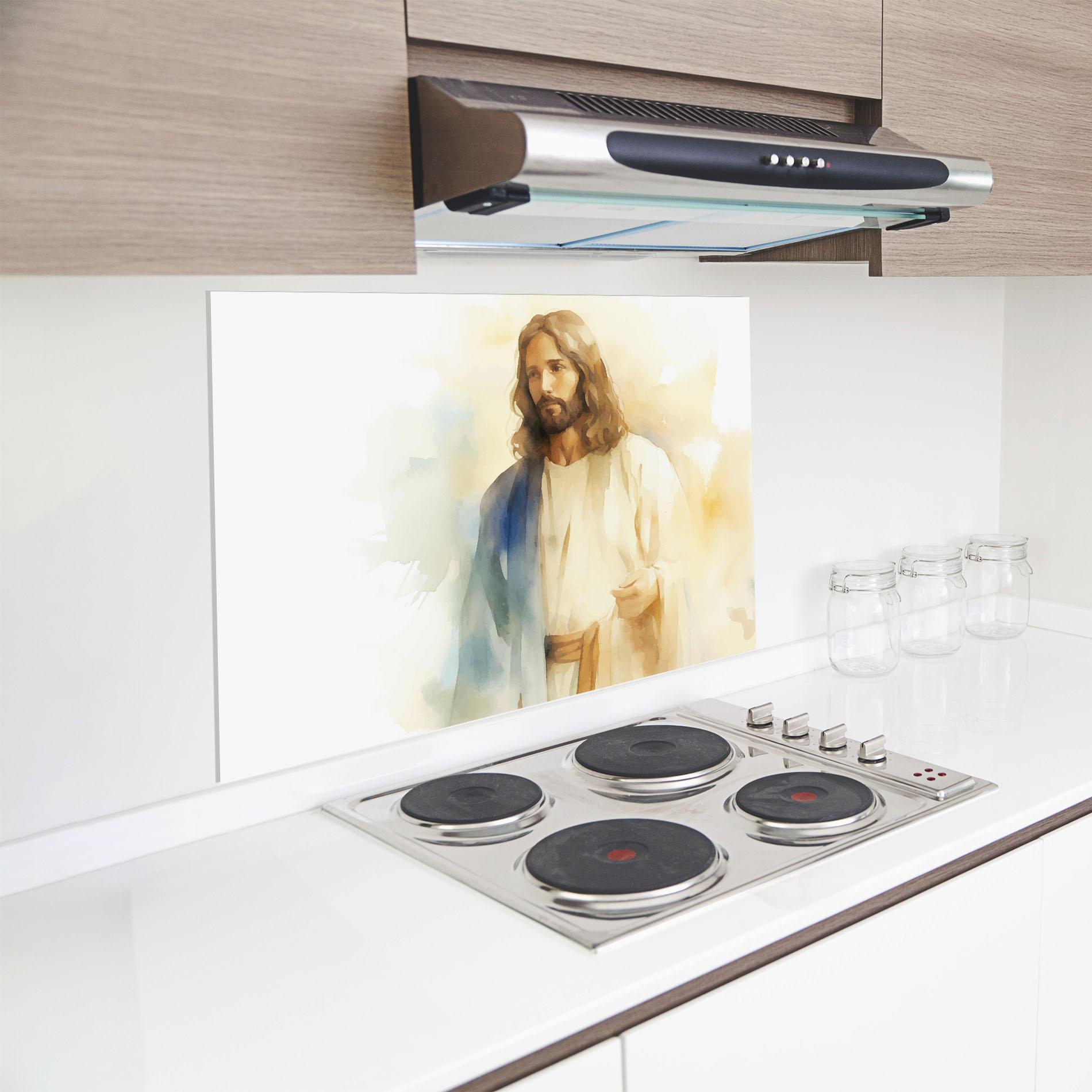 Стъклен панел за кухня Jesus Light Art mockup 8
