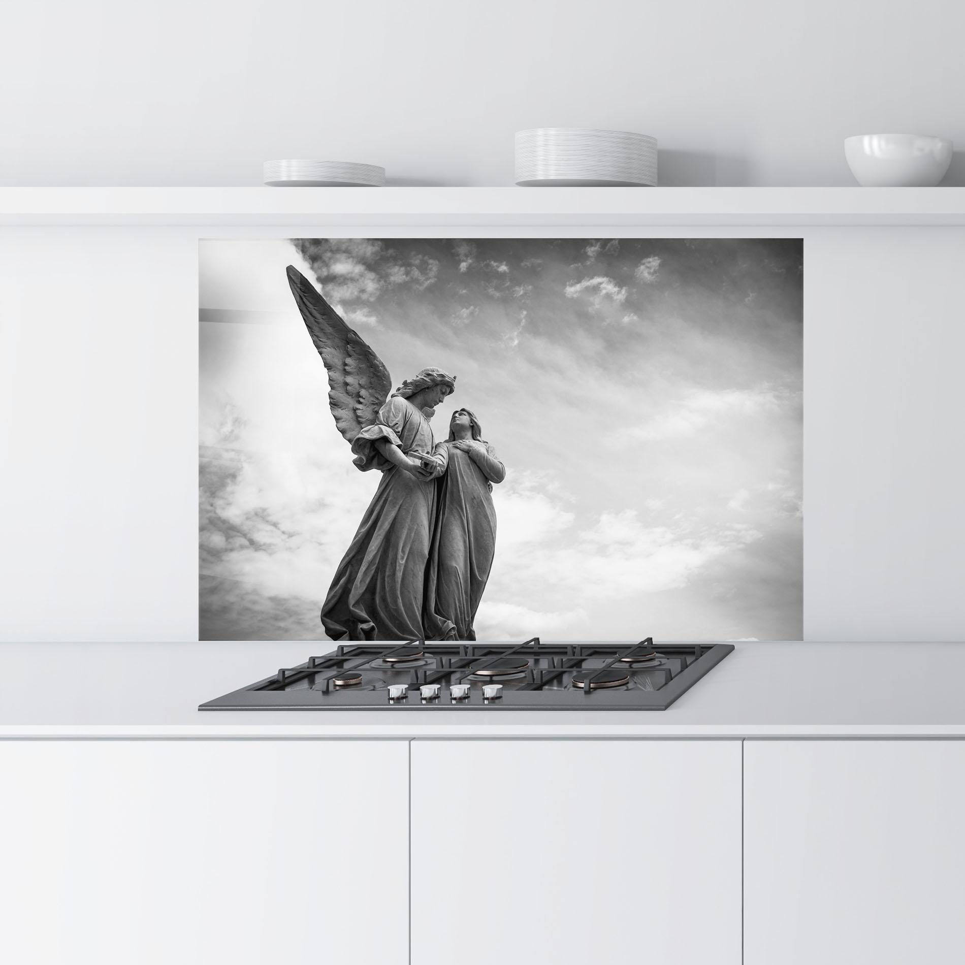 Стъклен панел за кухня Grey Stone Angels mockup 9