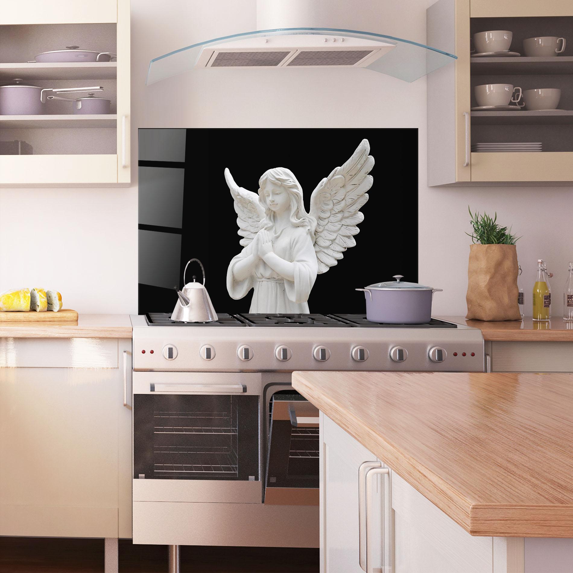 Стъклен панел за кухня Pretty Angel Statues mockup 1