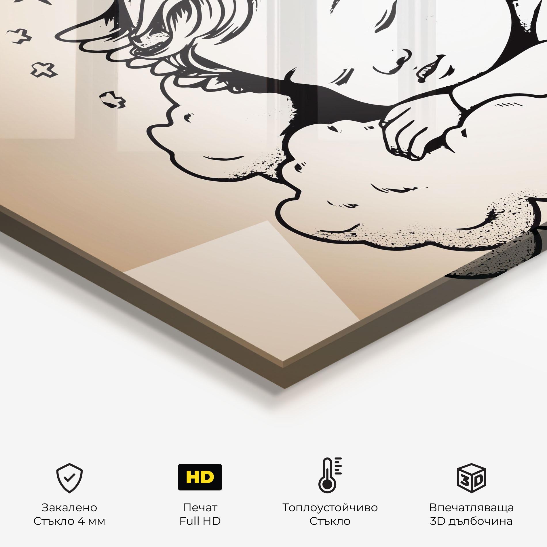 Стъклен панел за кухня Sleepy Angel mockup 2