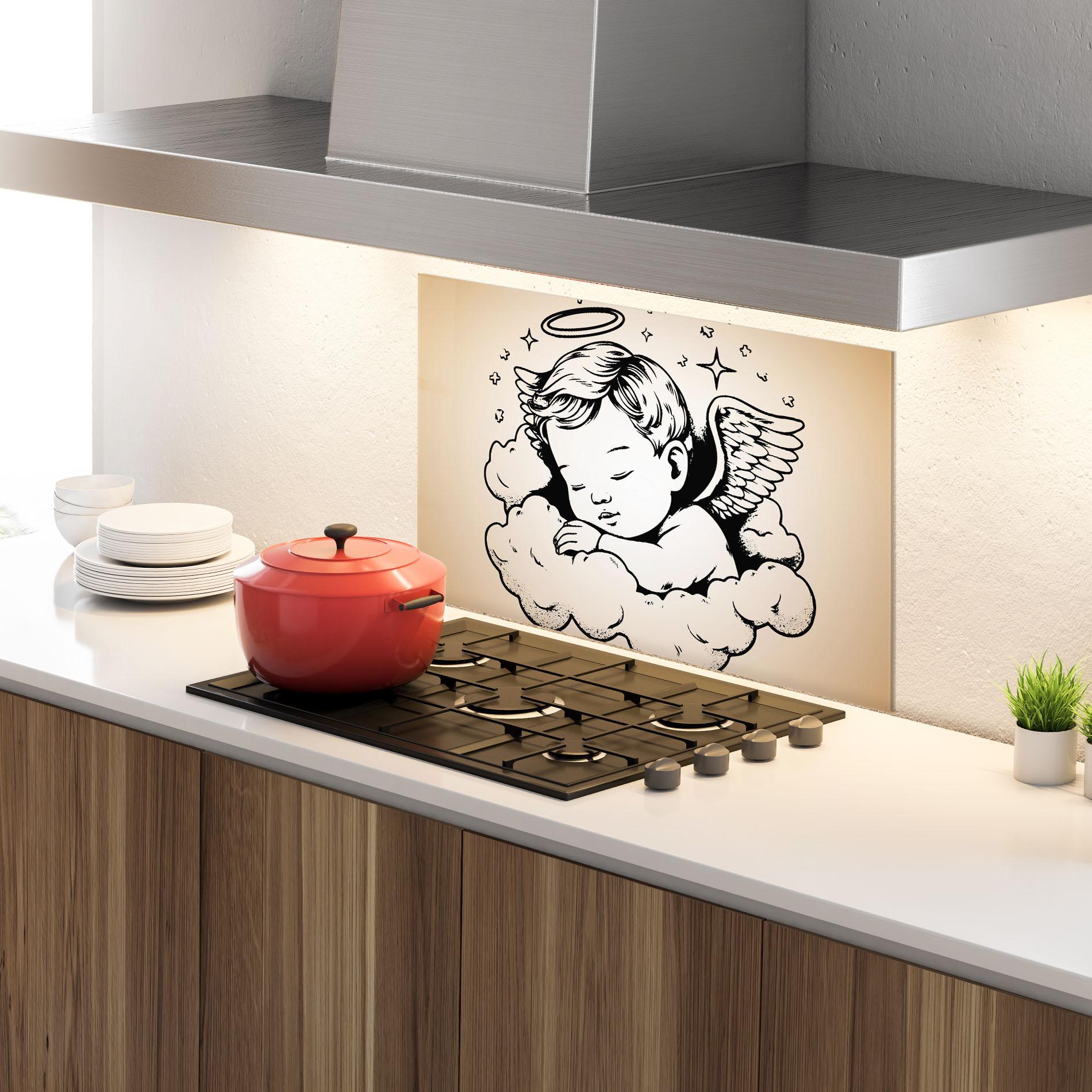 Стъклен панел за кухня Sleepy Angel mockup 4