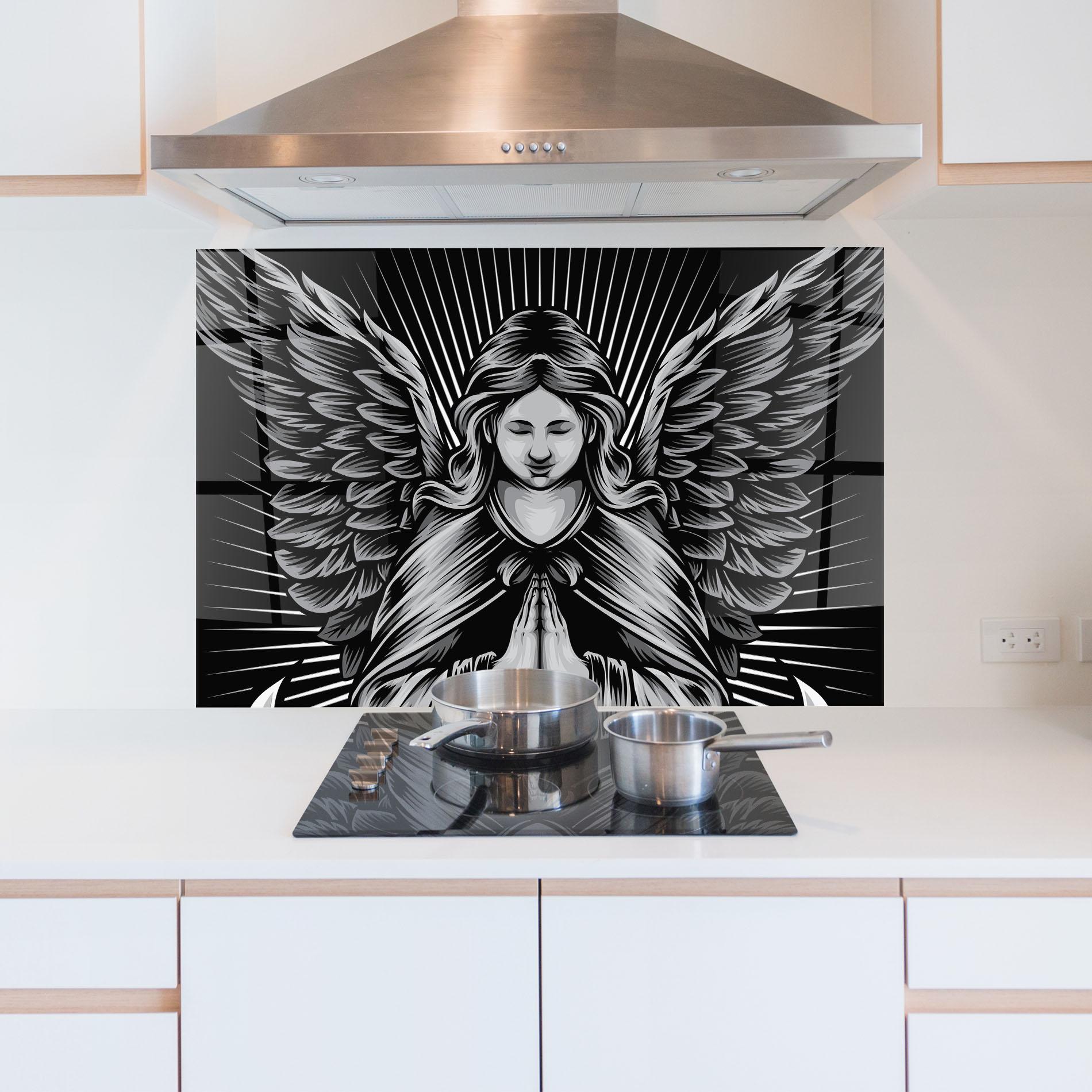 Стъклен панел за кухня Wings Pray mockup 5