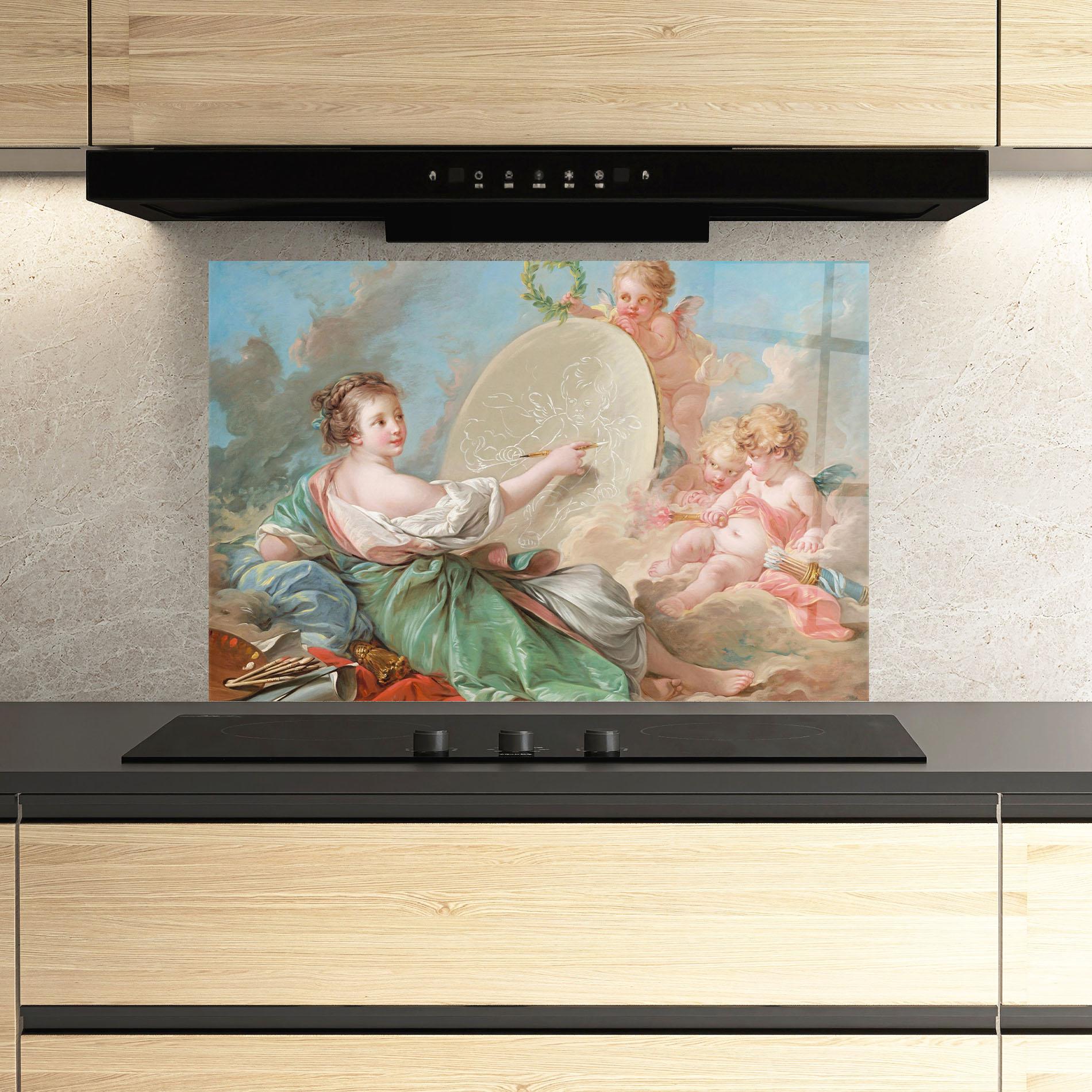 Стъклен панел за кухня Painting Cute Angels mockup 3