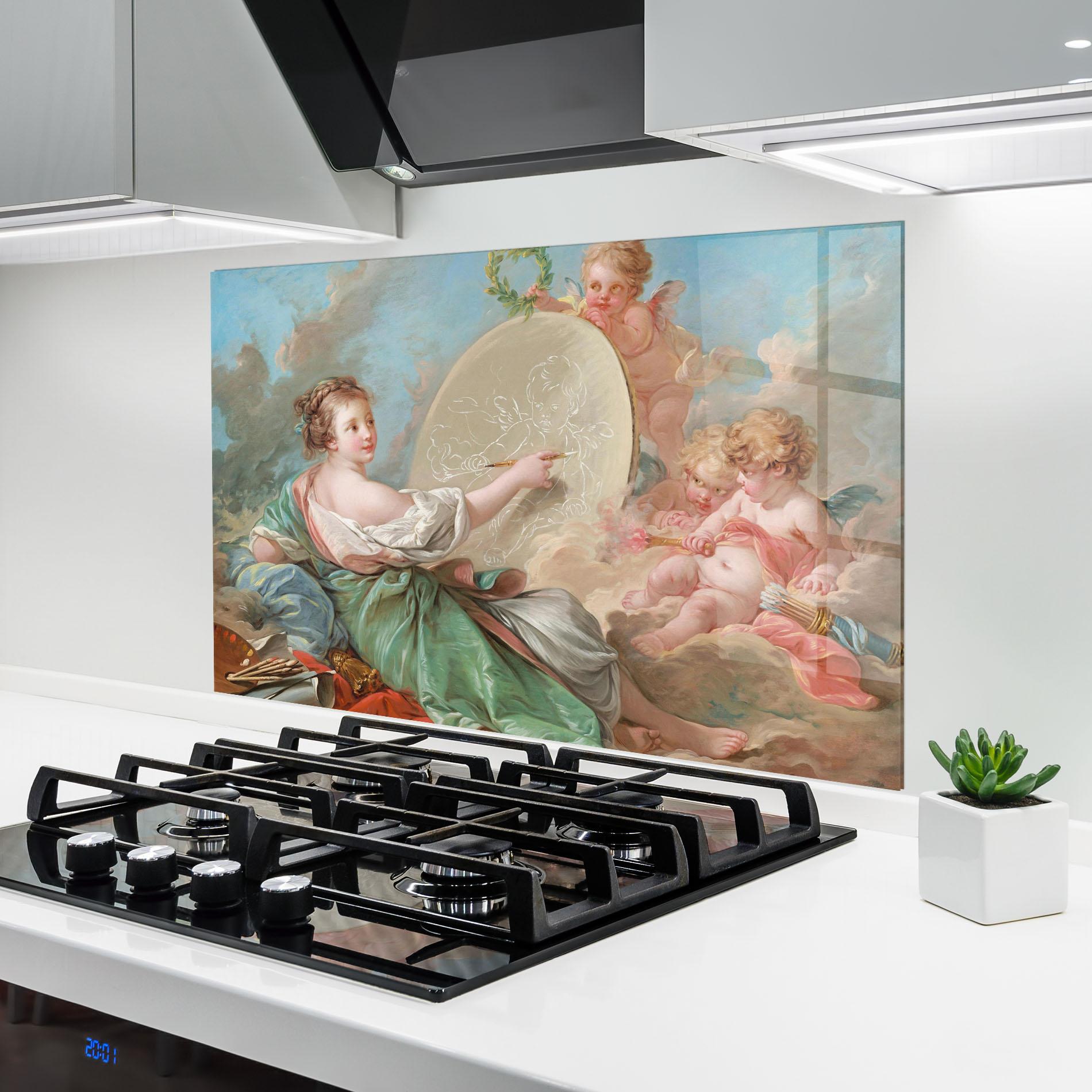 Стъклен панел за кухня Painting Cute Angels mockup 6