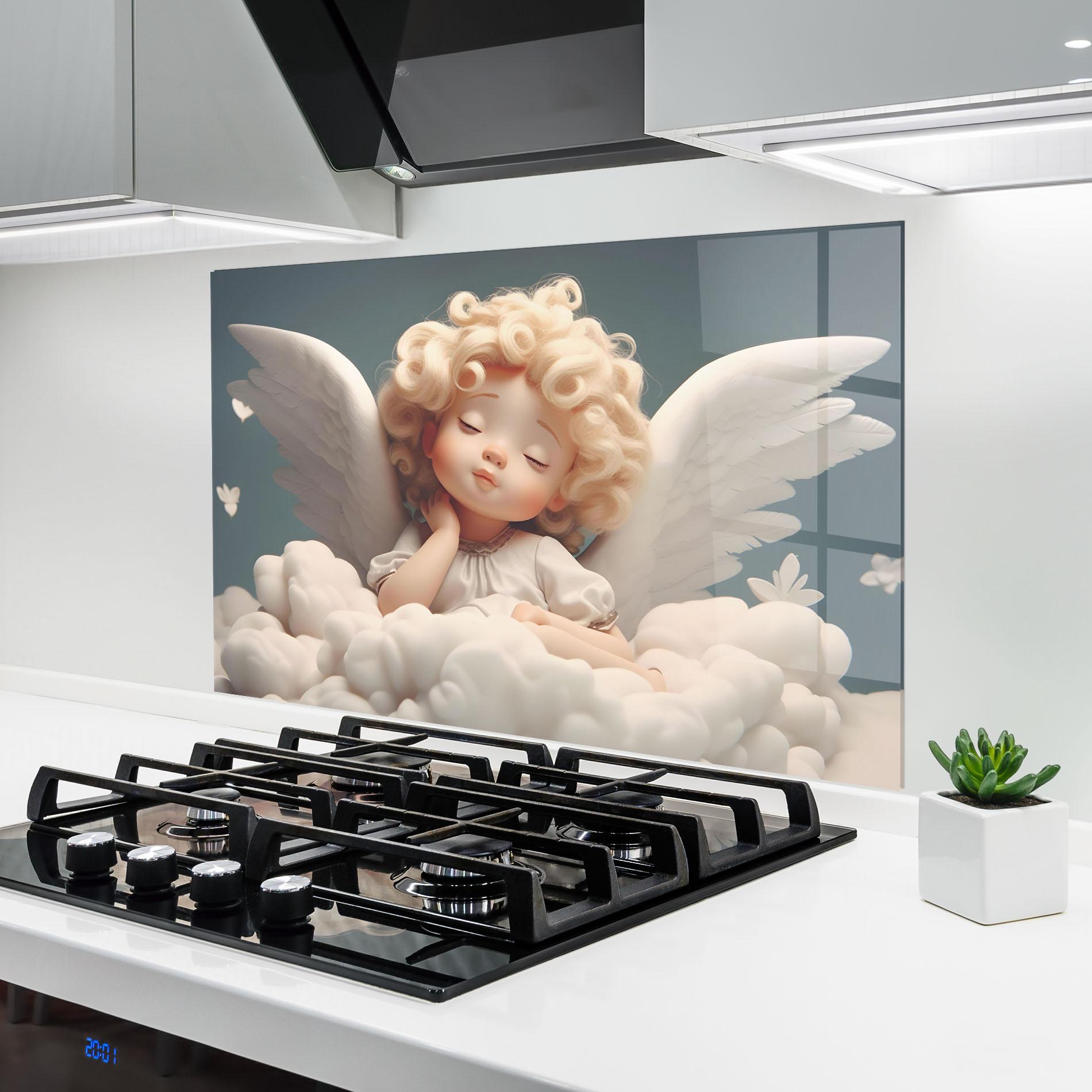Стъклен панел за кухня Statue Baby Angel mockup 6