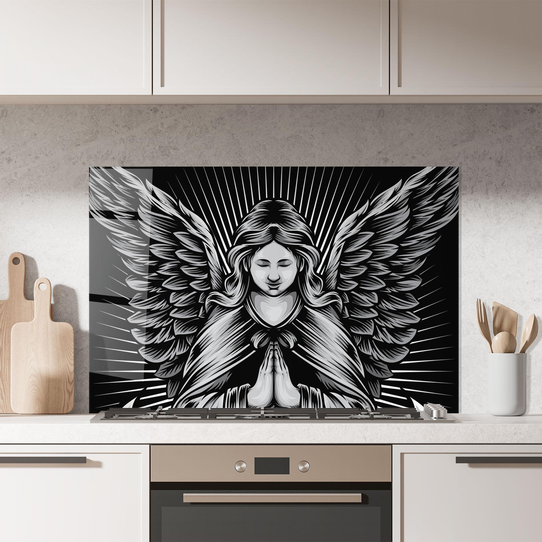 Стъклен панел за кухня Wings Pray mockup 7