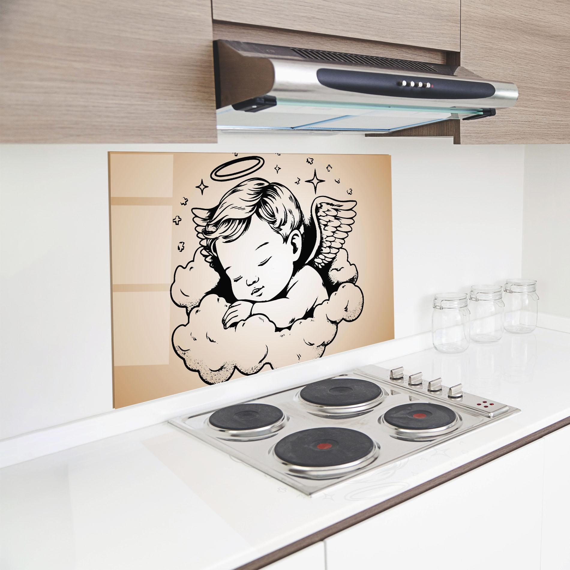 Стъклен панел за кухня Sleepy Angel mockup 8