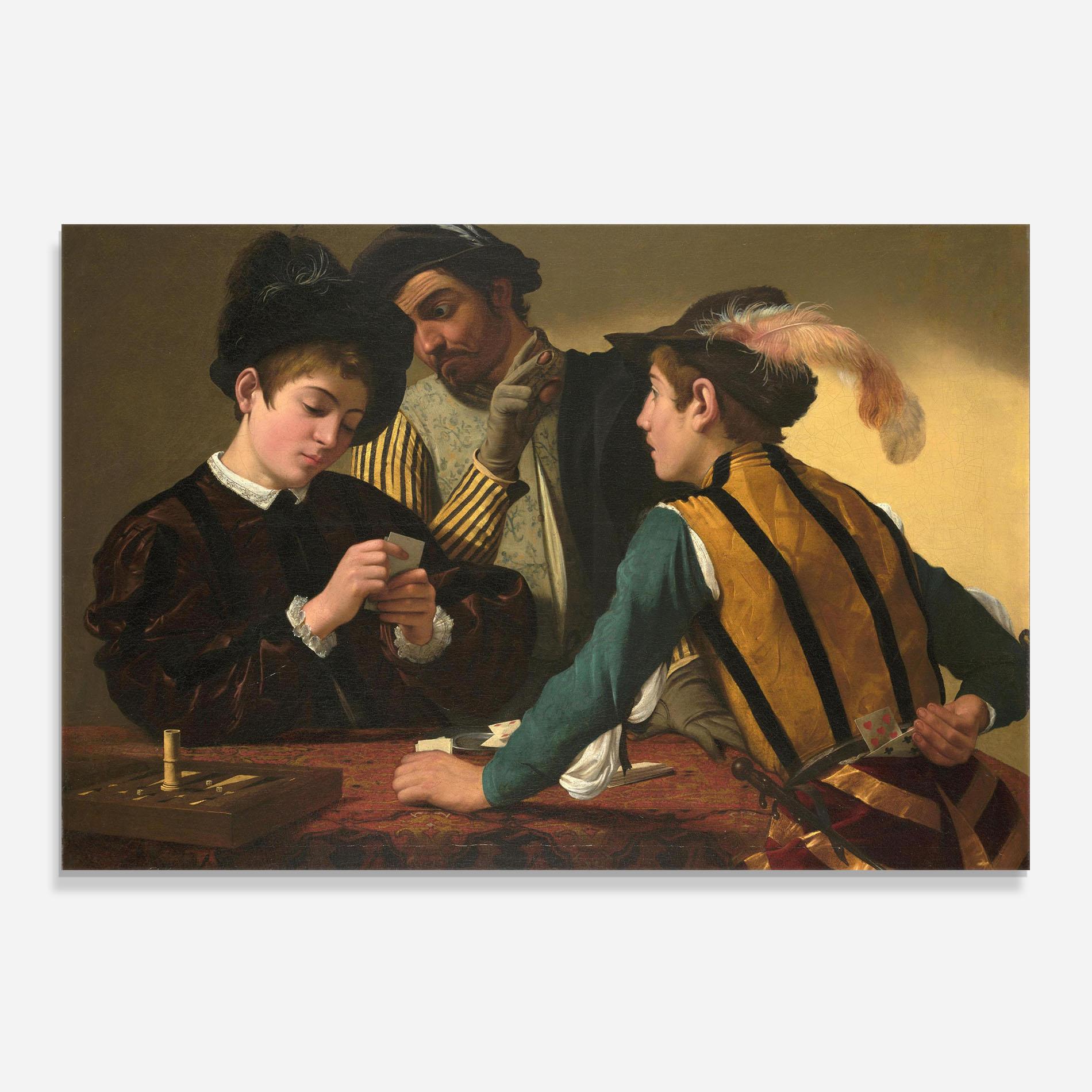 Стъклен панел за кухня Caravaggio The Cardsharps mockup 0
