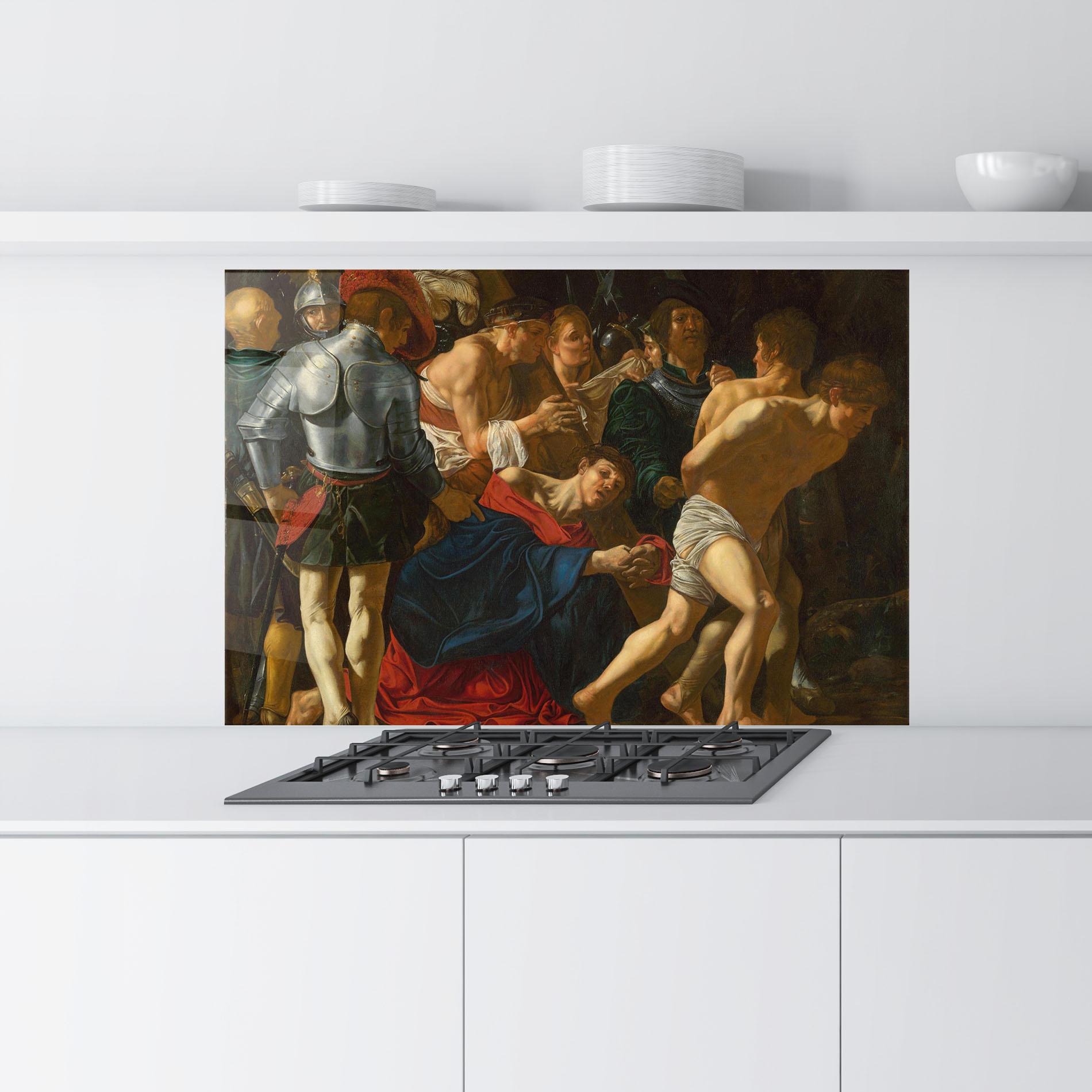 Стъклен панел за кухня Fall Of Christ Calvary mockup 9