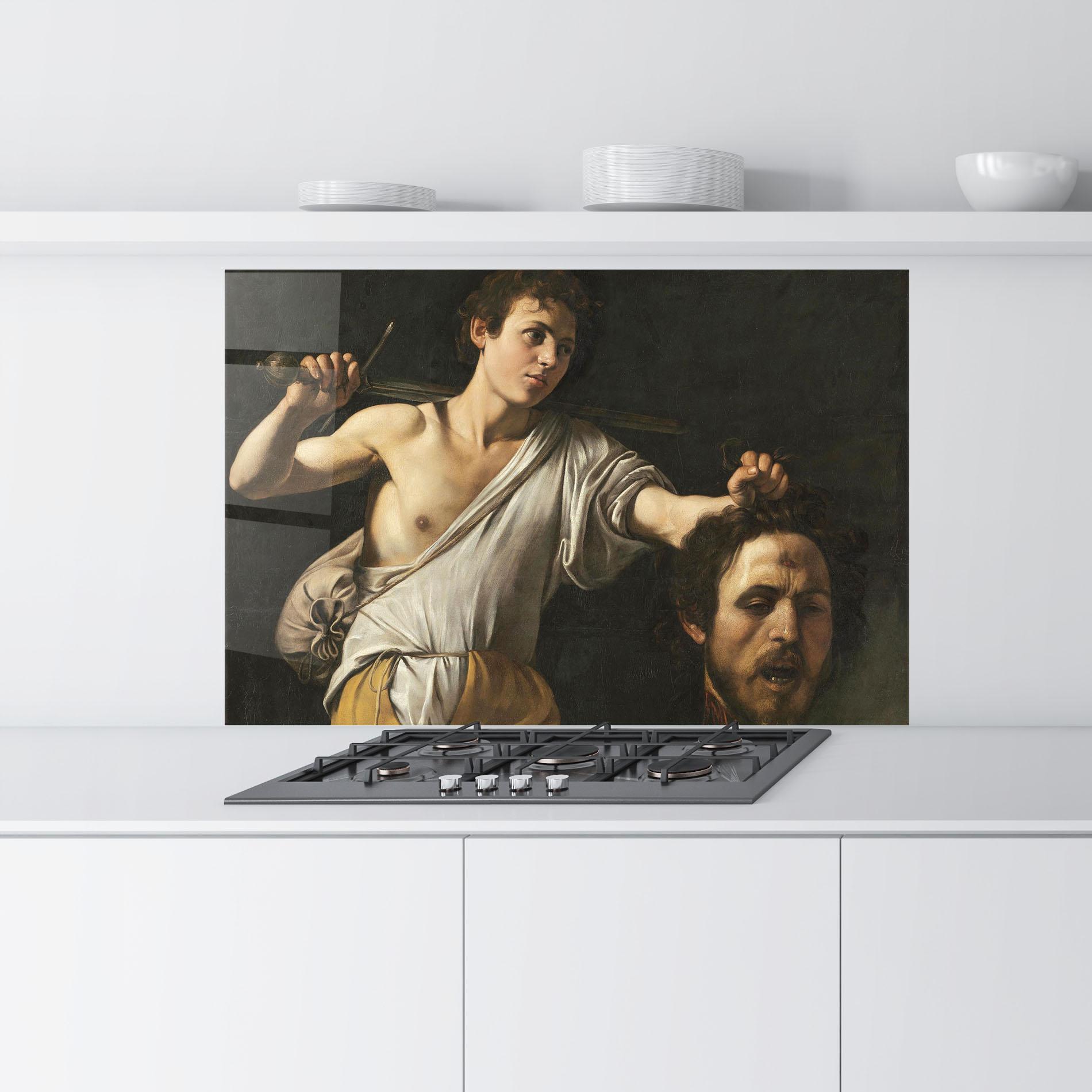 Стъклен панел за кухня The Head Of Goliath mockup 9