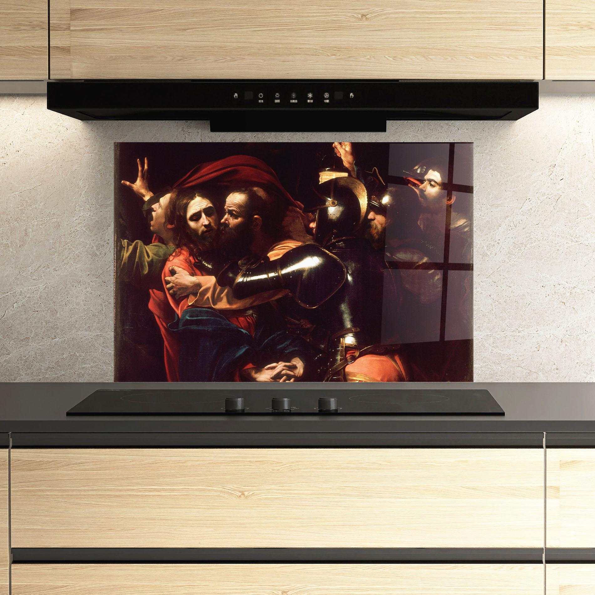 Стъклен панел за кухня The Taking Of Christ mockup 3