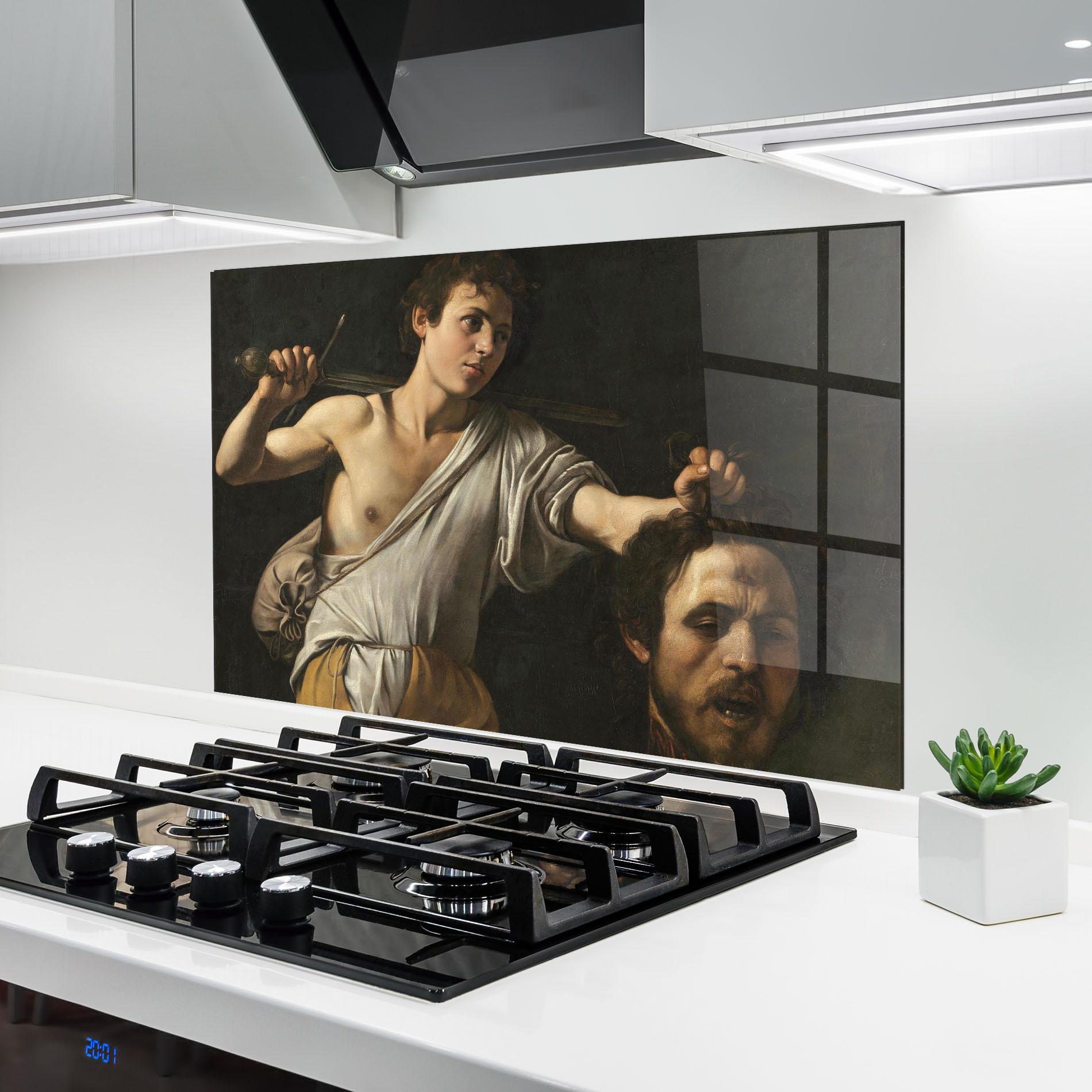 Стъклен панел за кухня The Head Of Goliath mockup 6