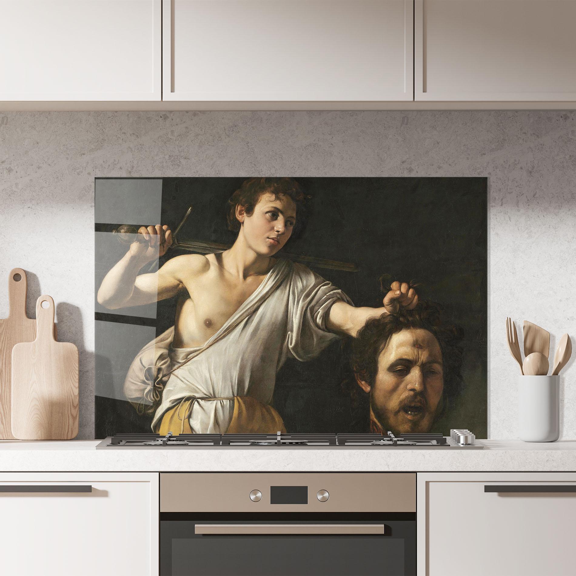 Стъклен панел за кухня The Head Of Goliath mockup 7