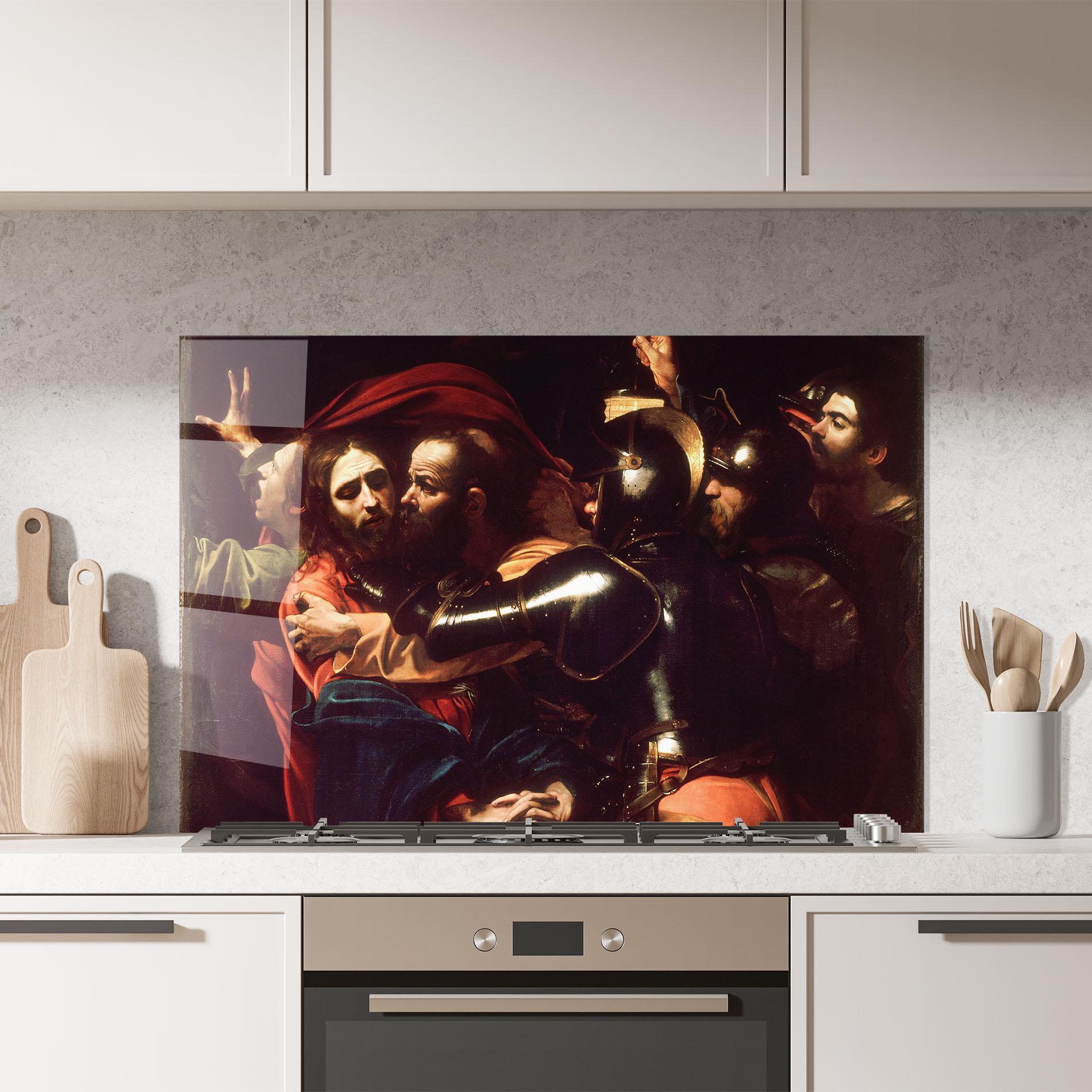 Стъклен панел за кухня The Taking Of Christ mockup 7
