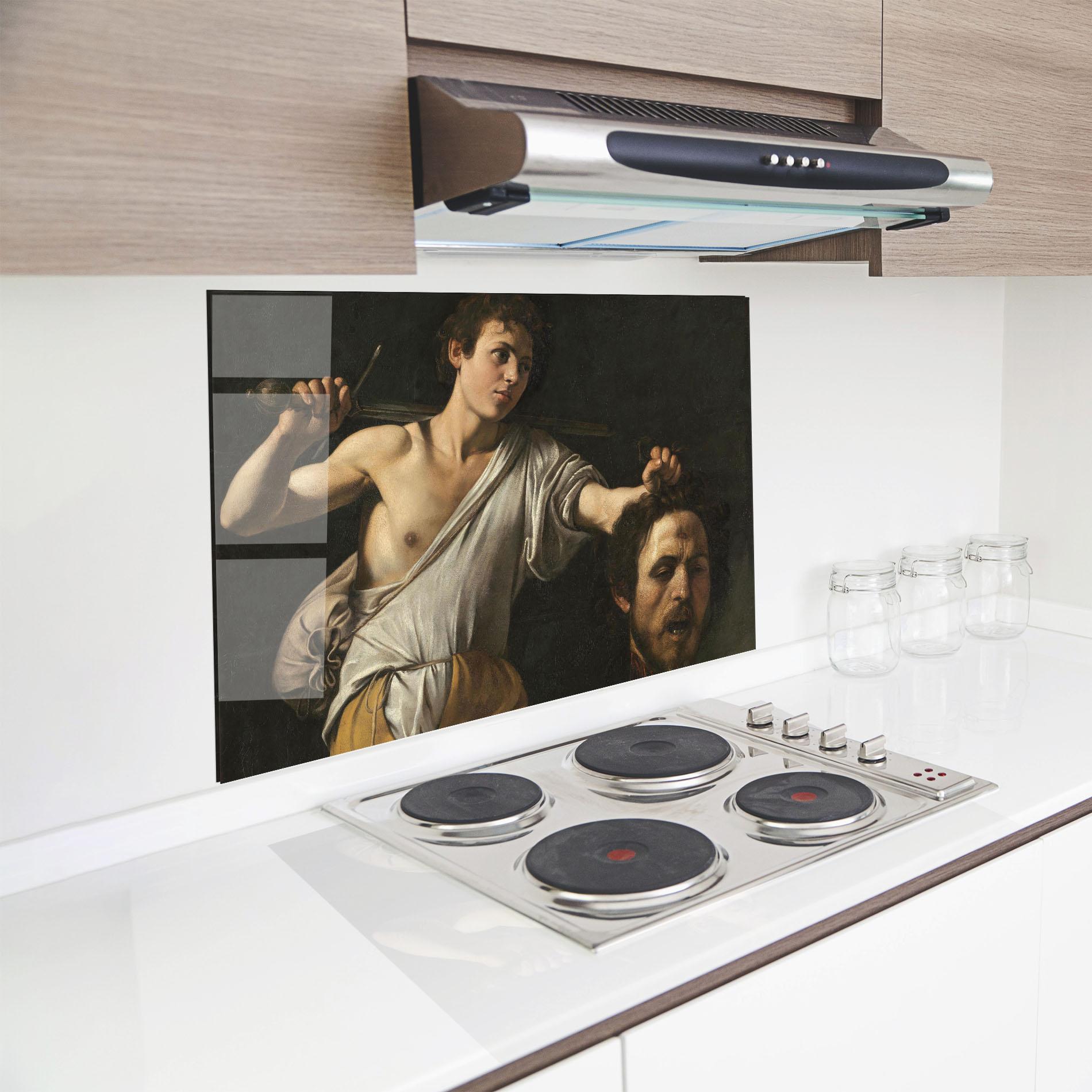 Стъклен панел за кухня The Head Of Goliath mockup 8