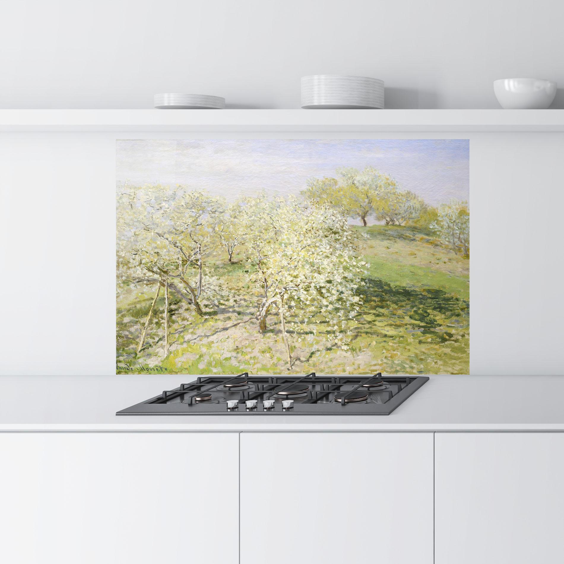 Стъклен панел за кухня Fruit Trees In Bloom mockup 9