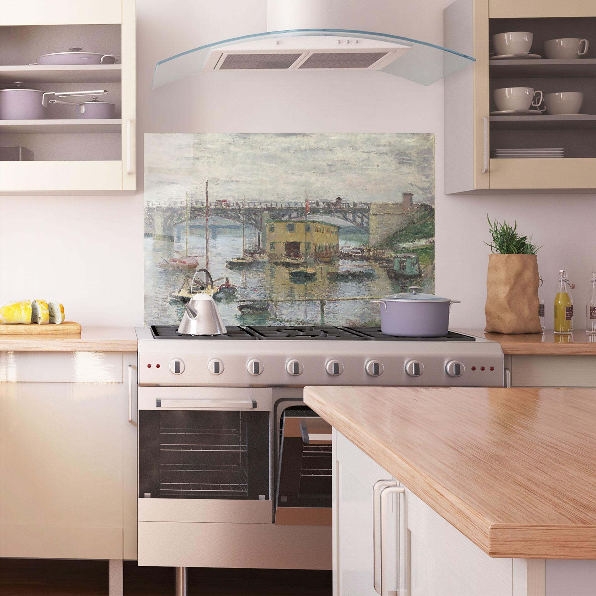 Стъклен панел за кухня Bridge At Argenteuil Monet mockup 1