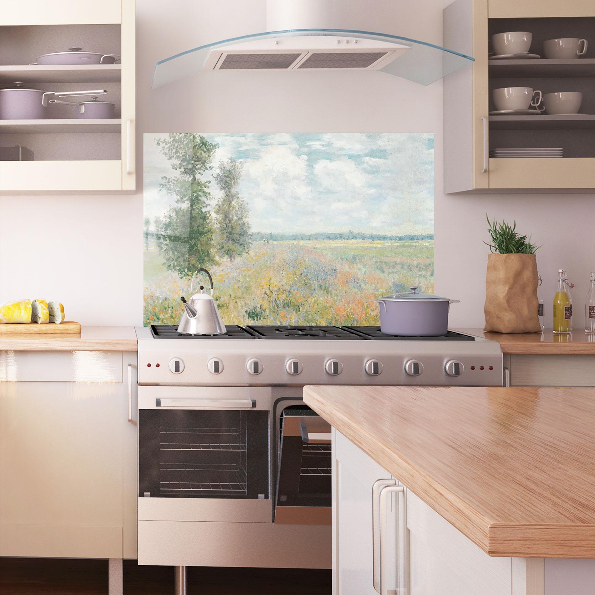 Стъклен панел за кухня Monet's Landscape Background mockup 1