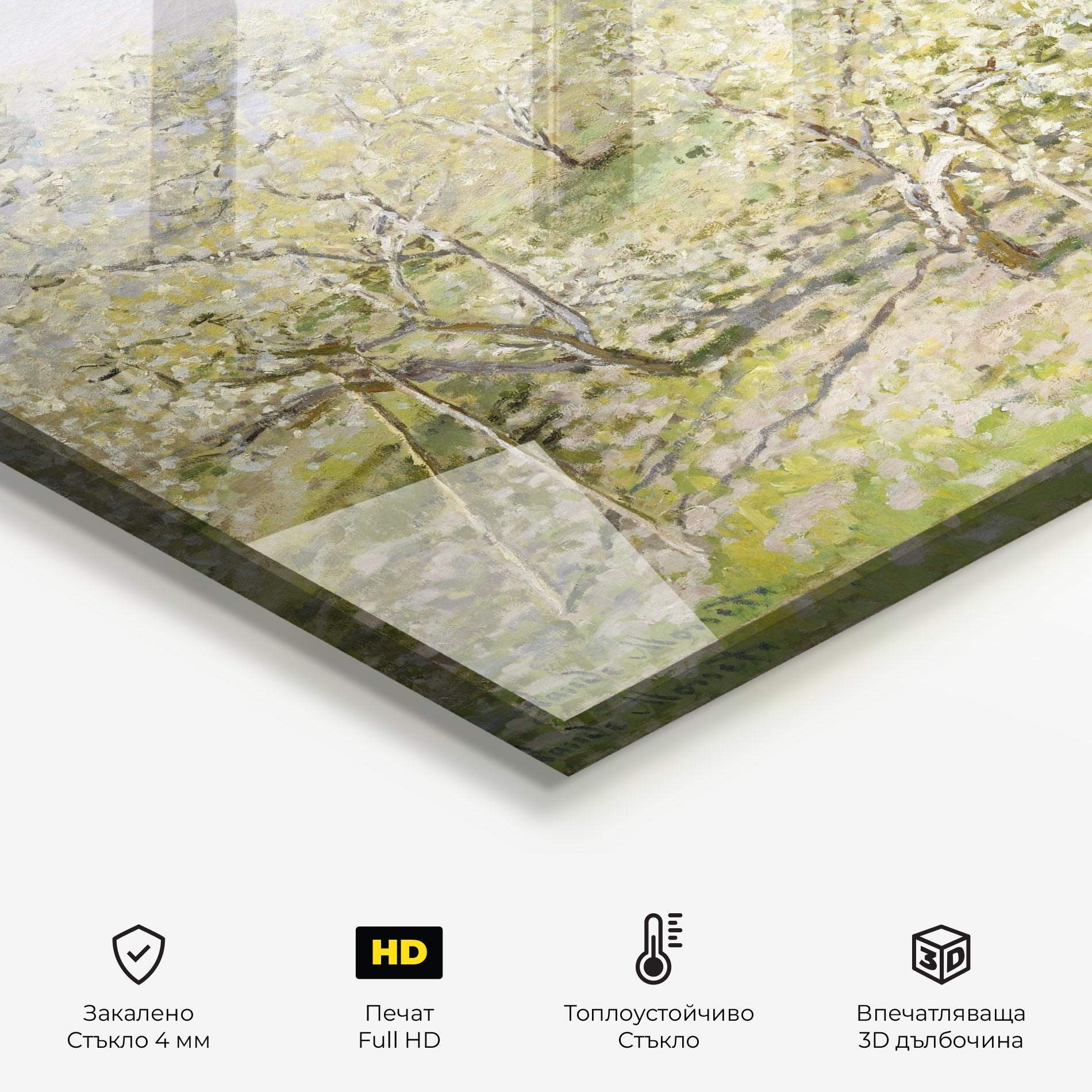Стъклен панел за кухня Fruit Trees In Bloom mockup 2