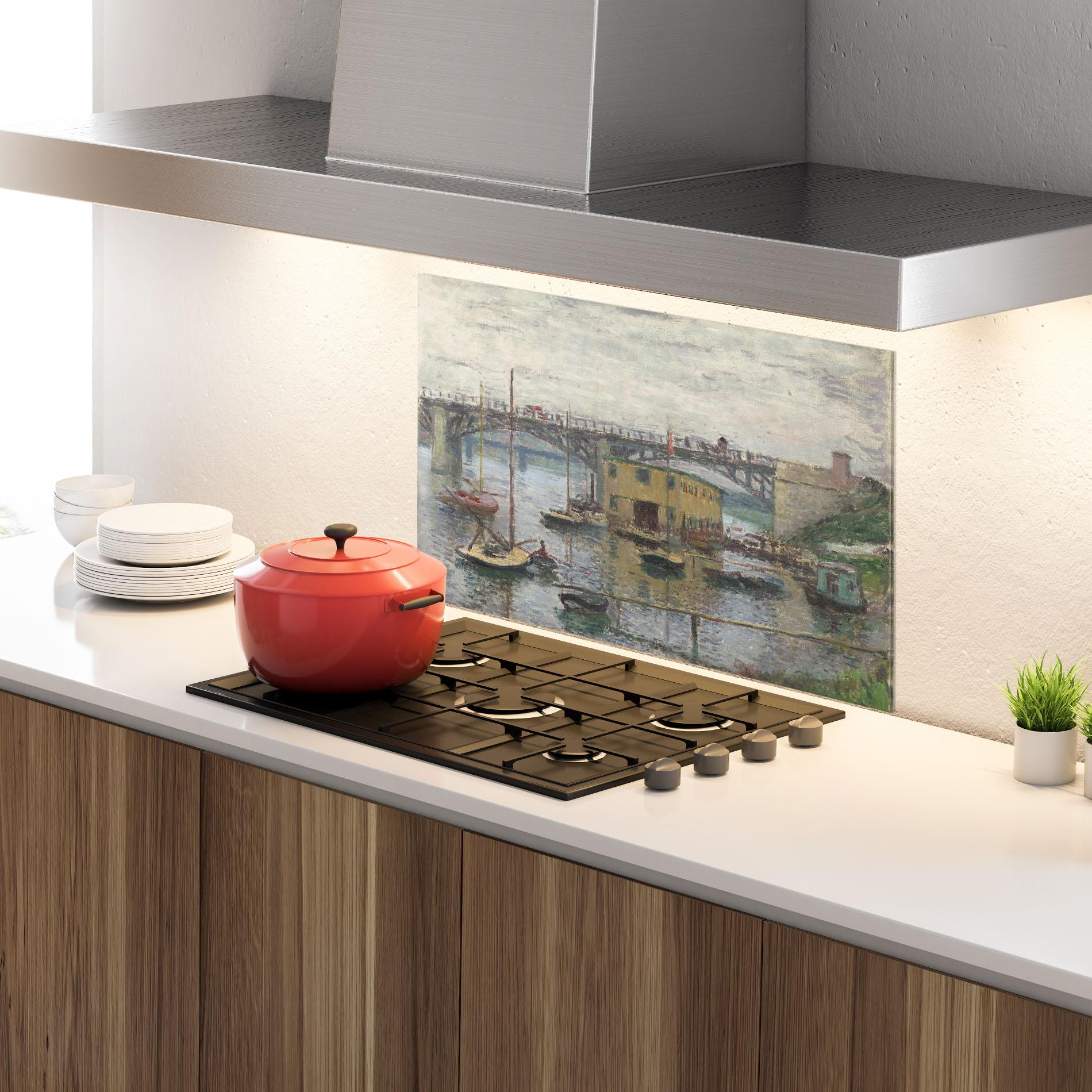 Стъклен панел за кухня Bridge At Argenteuil Monet mockup 4