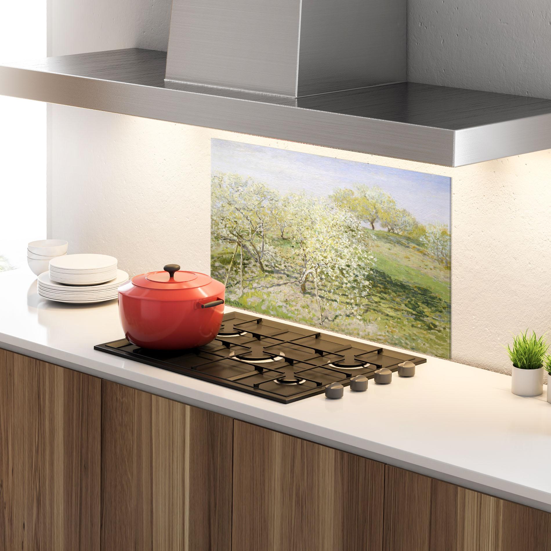 Стъклен панел за кухня Fruit Trees In Bloom mockup 4