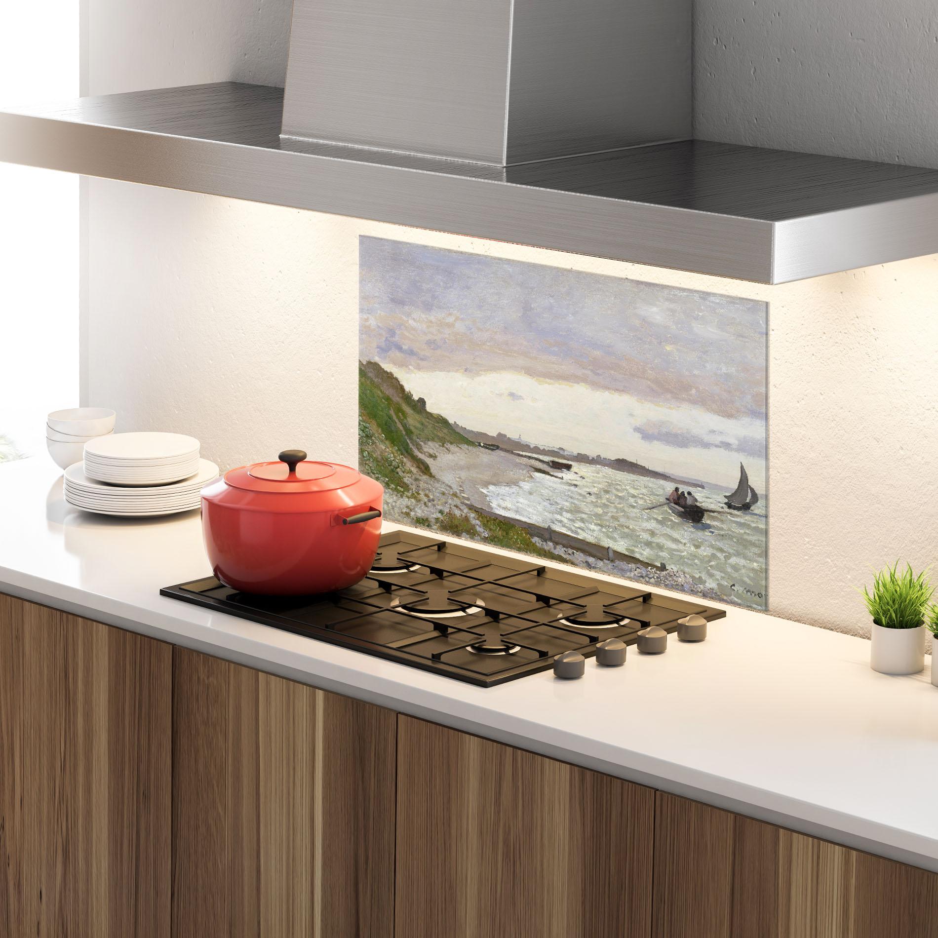 Стъклен панел за кухня Seashore At Sainte Adresse mockup 4