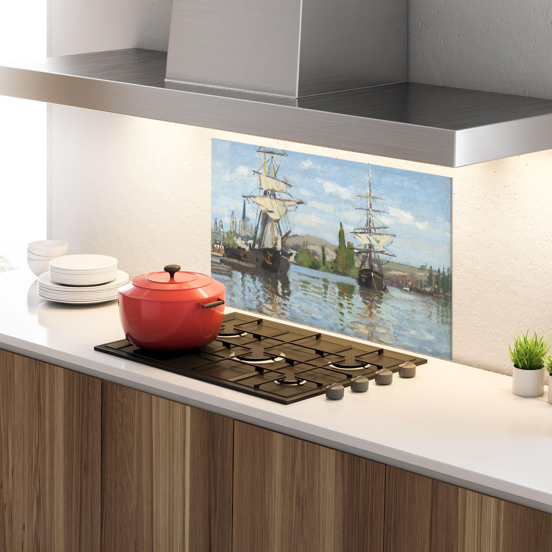 Стъклен панел за кухня Ships At Rouen mockup 4