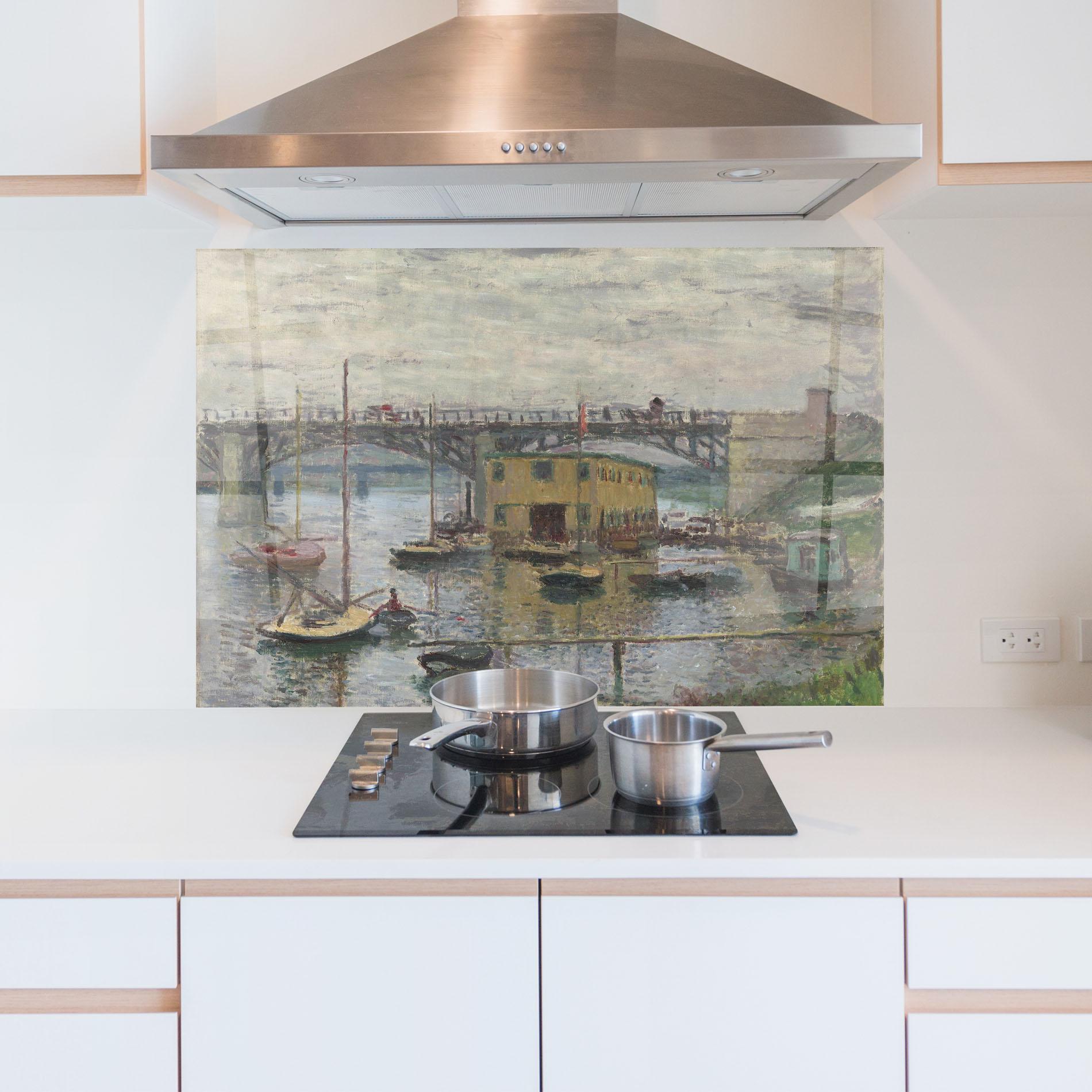 Стъклен панел за кухня Bridge At Argenteuil Monet mockup 5