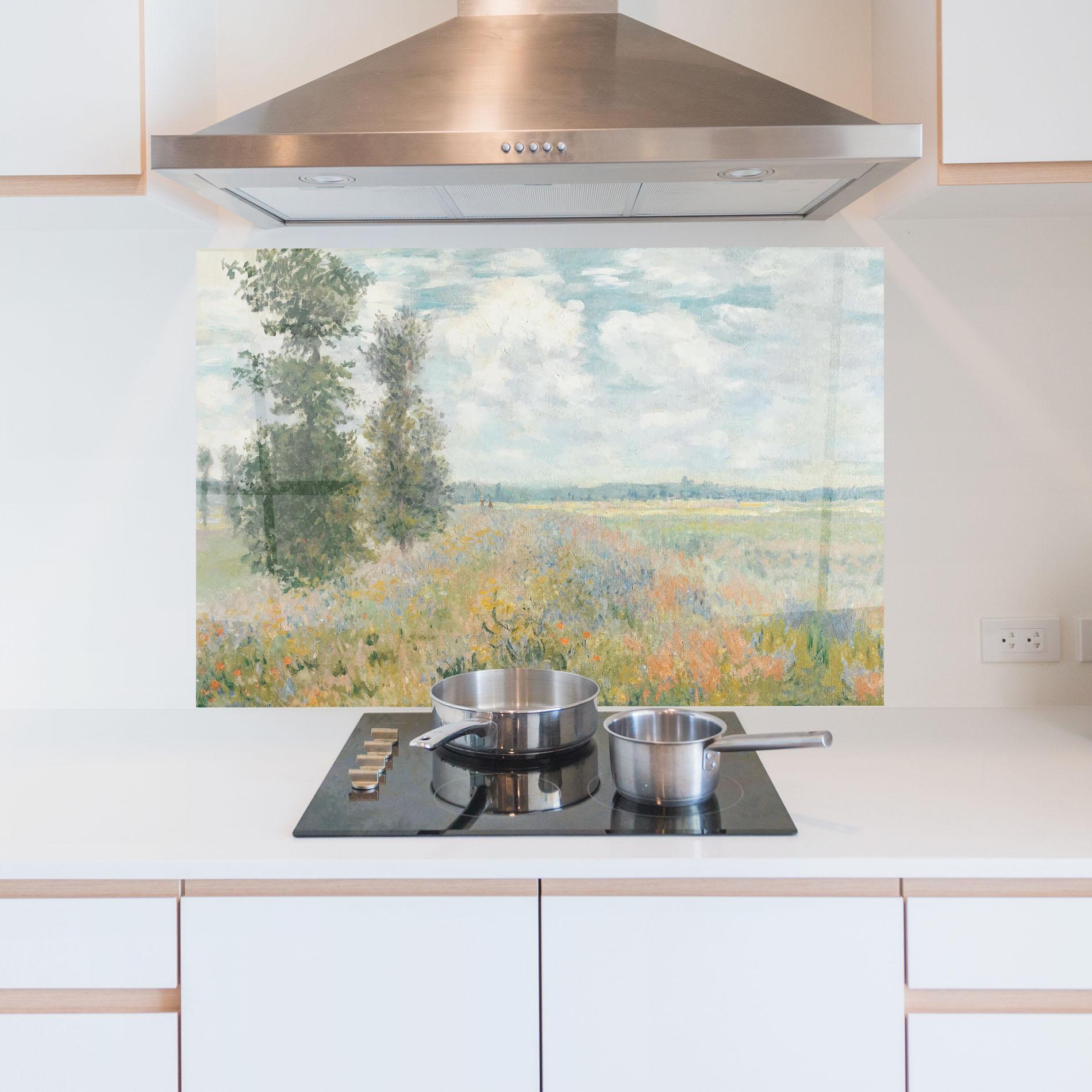 Стъклен панел за кухня Monet's Landscape Background mockup 5