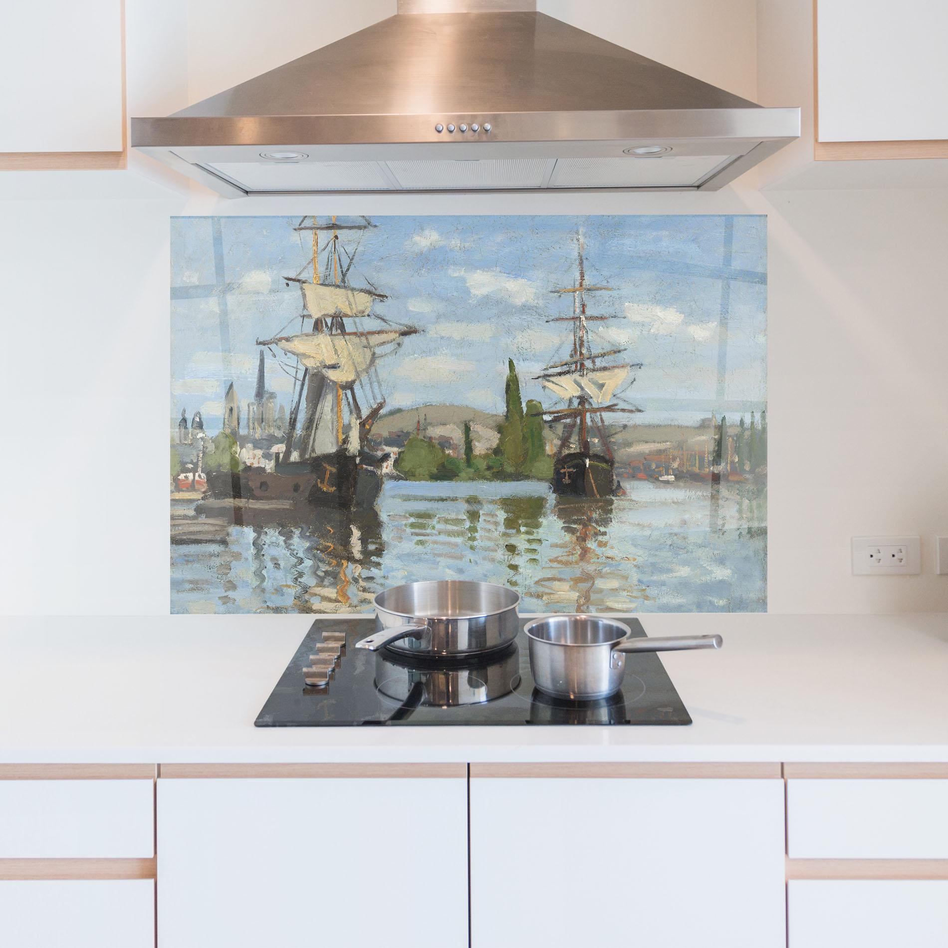 Стъклен панел за кухня Ships At Rouen mockup 5