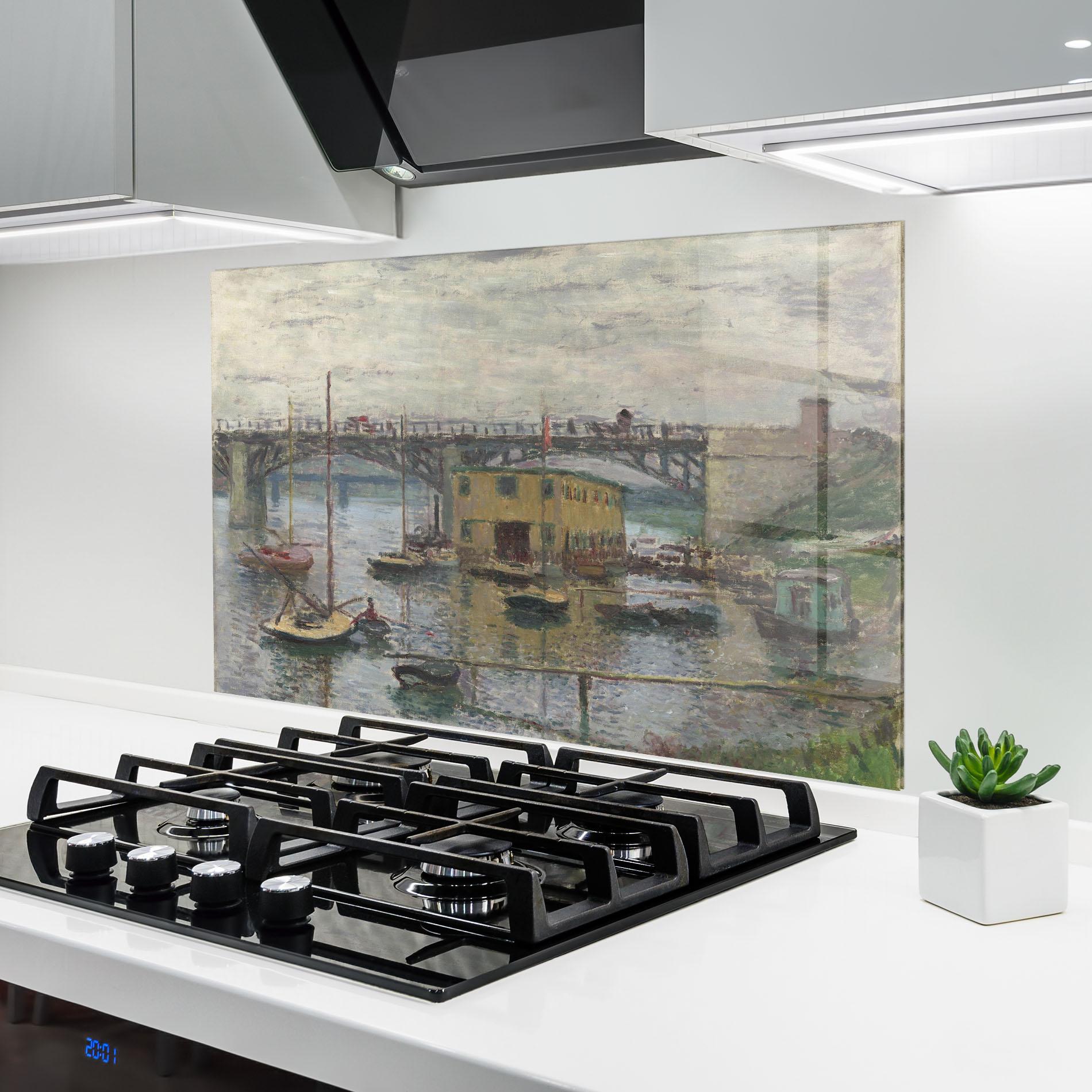 Стъклен панел за кухня Bridge At Argenteuil Monet mockup 6