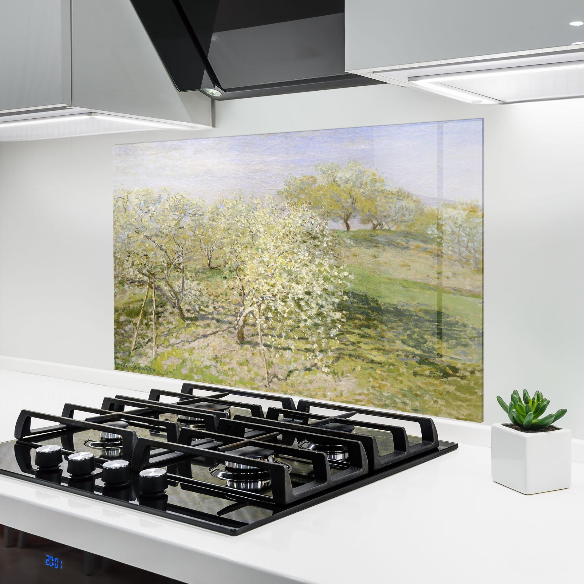 Стъклен панел за кухня Fruit Trees In Bloom mockup 6
