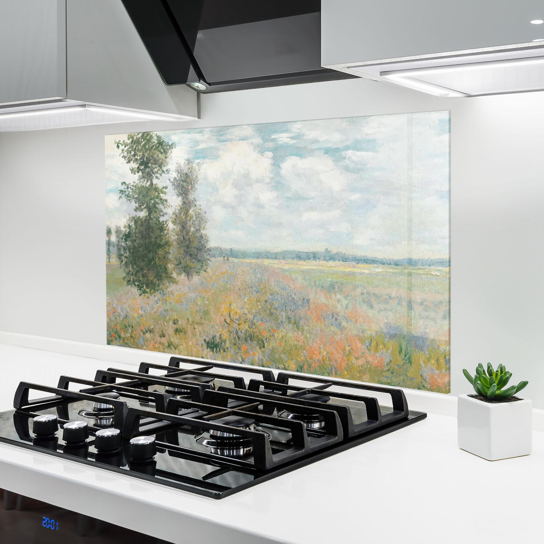 Стъклен панел за кухня Monet's Landscape Background mockup 6