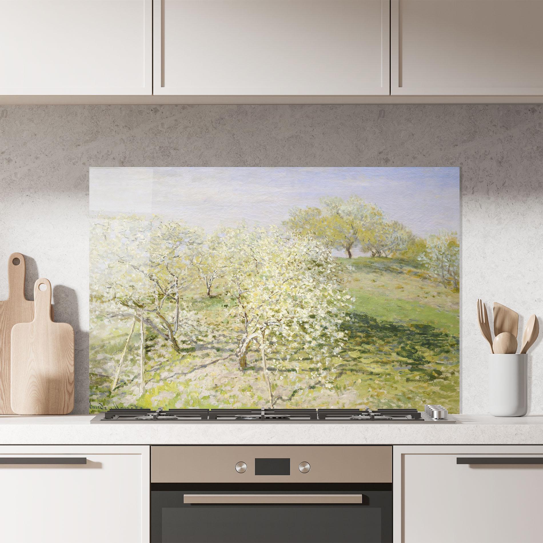 Стъклен панел за кухня Fruit Trees In Bloom mockup 7