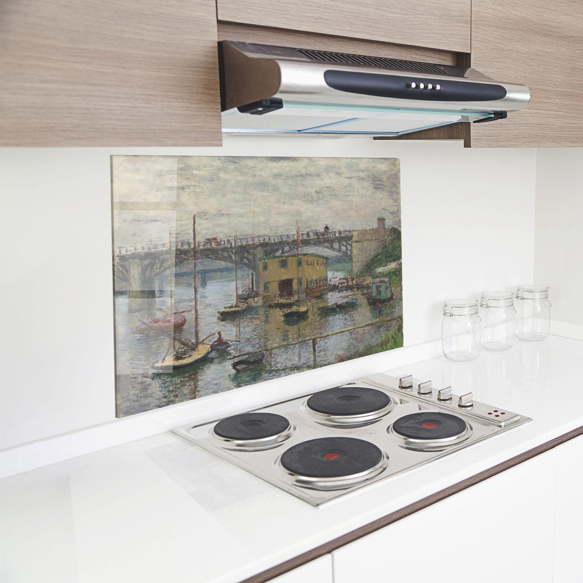 Стъклен панел за кухня Bridge At Argenteuil Monet mockup 8