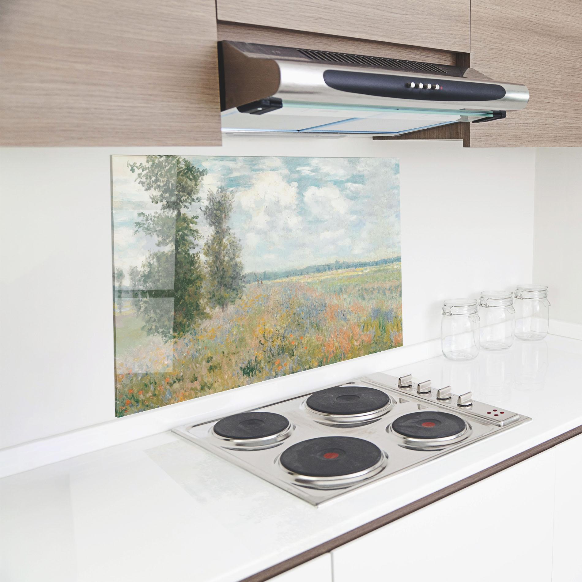 Стъклен панел за кухня Monet's Landscape Background mockup 8