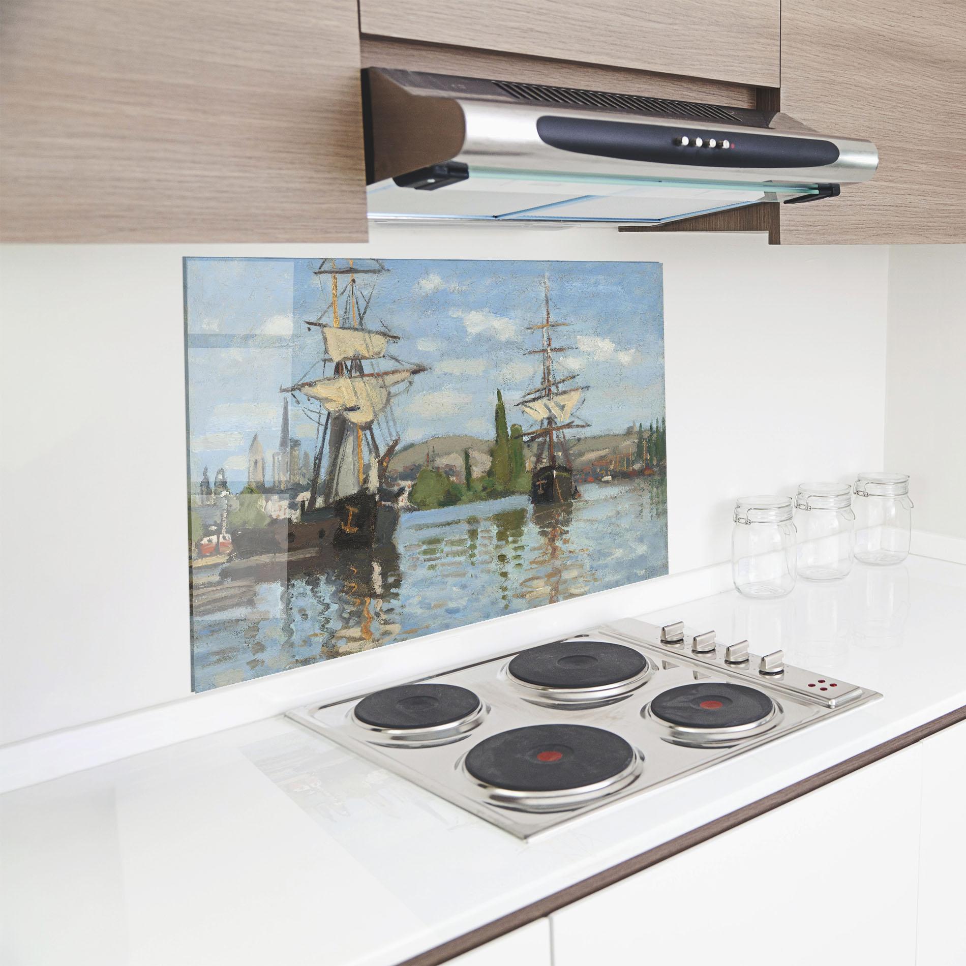 Стъклен панел за кухня Ships At Rouen mockup 8