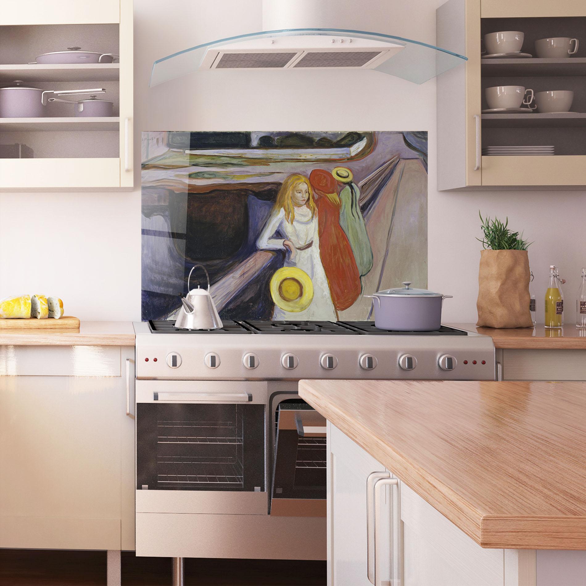 Стъклен панел за кухня Bridge Girls mockup 1