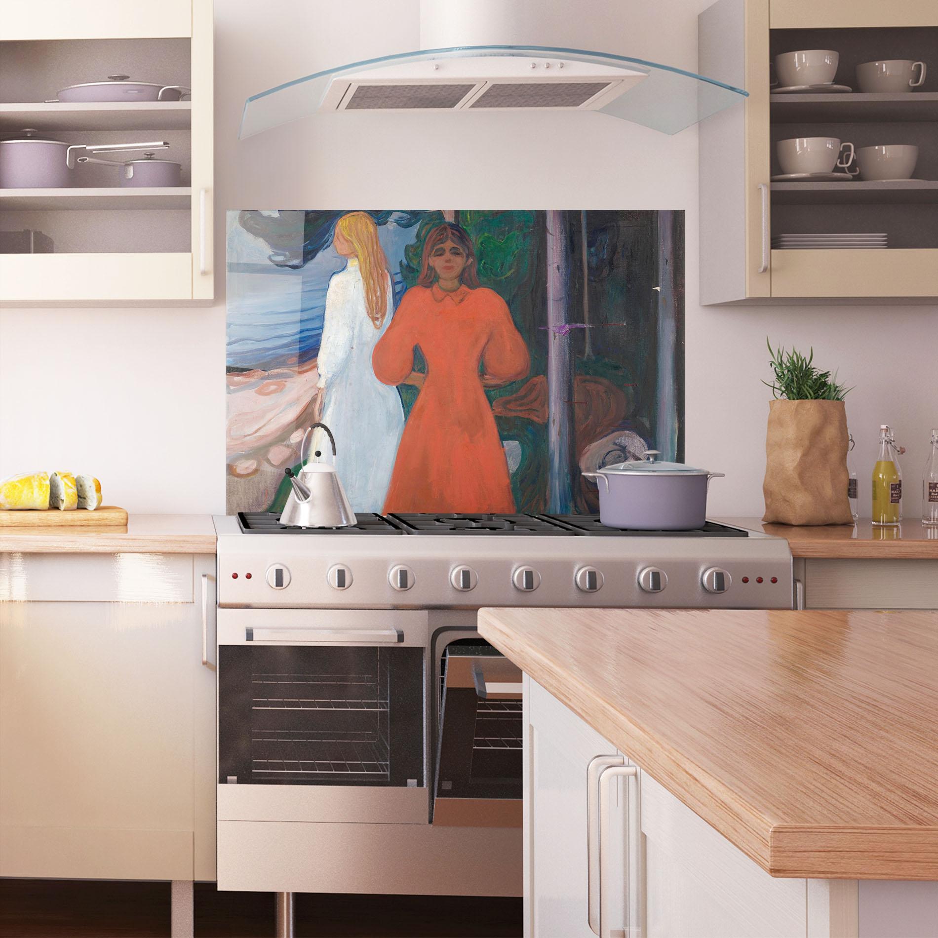 Стъклен панел за кухня Red And White mockup 1