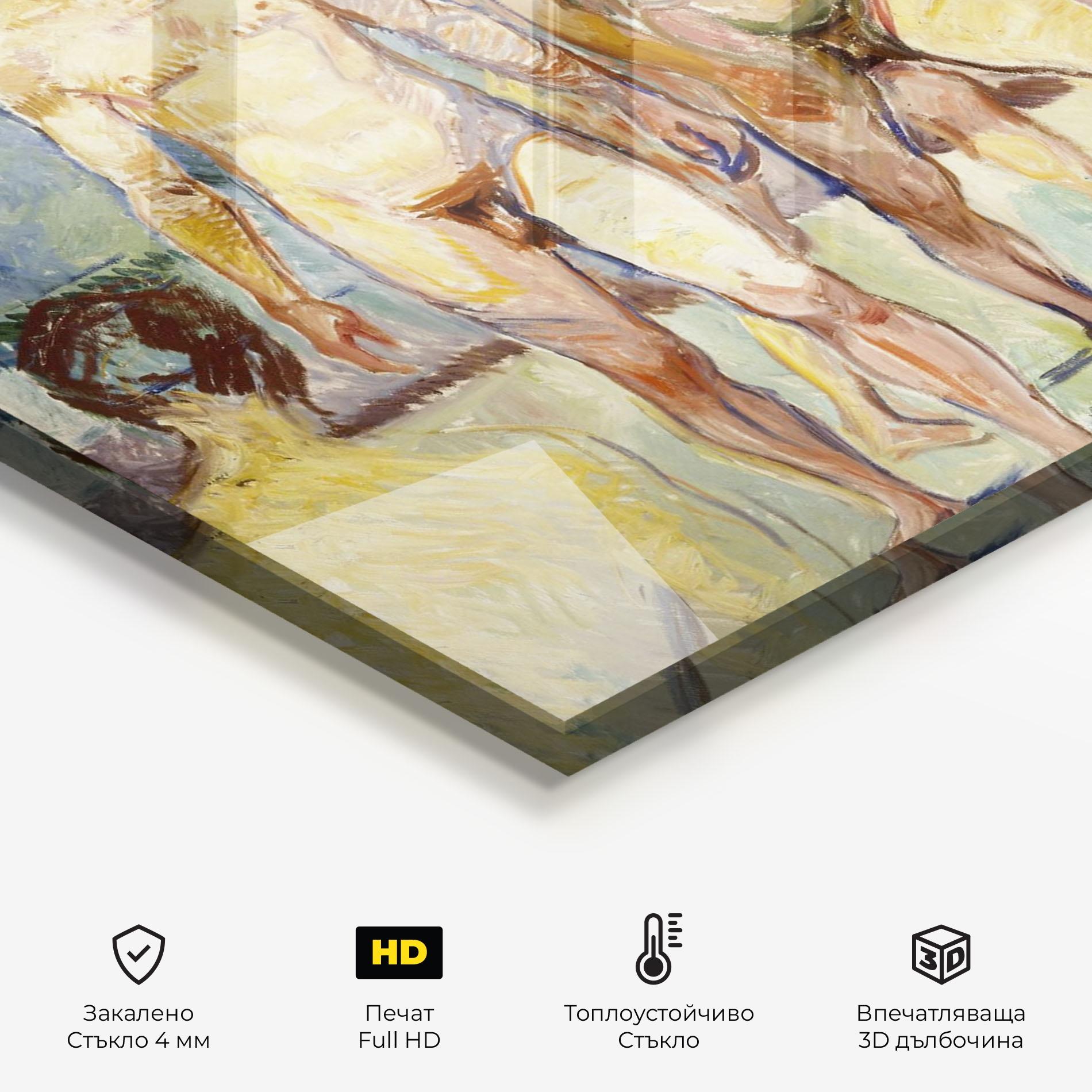 Стъклен панел за кухня Bathing Men mockup 2