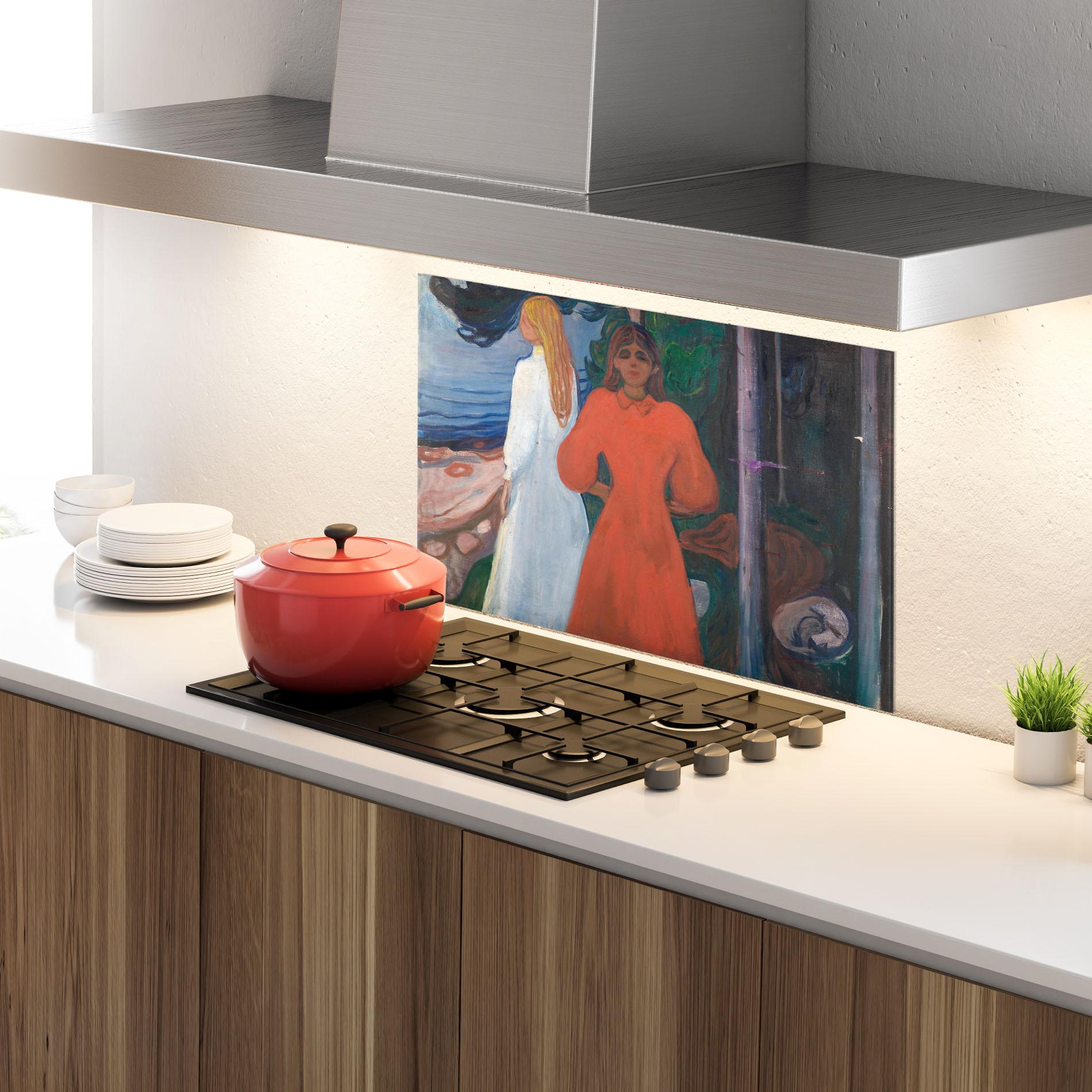 Стъклен панел за кухня Red And White mockup 4