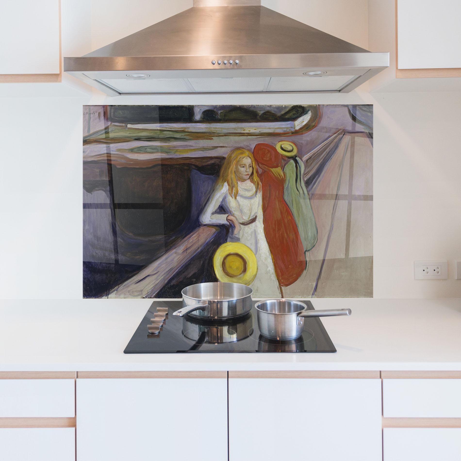 Стъклен панел за кухня Bridge Girls mockup 5