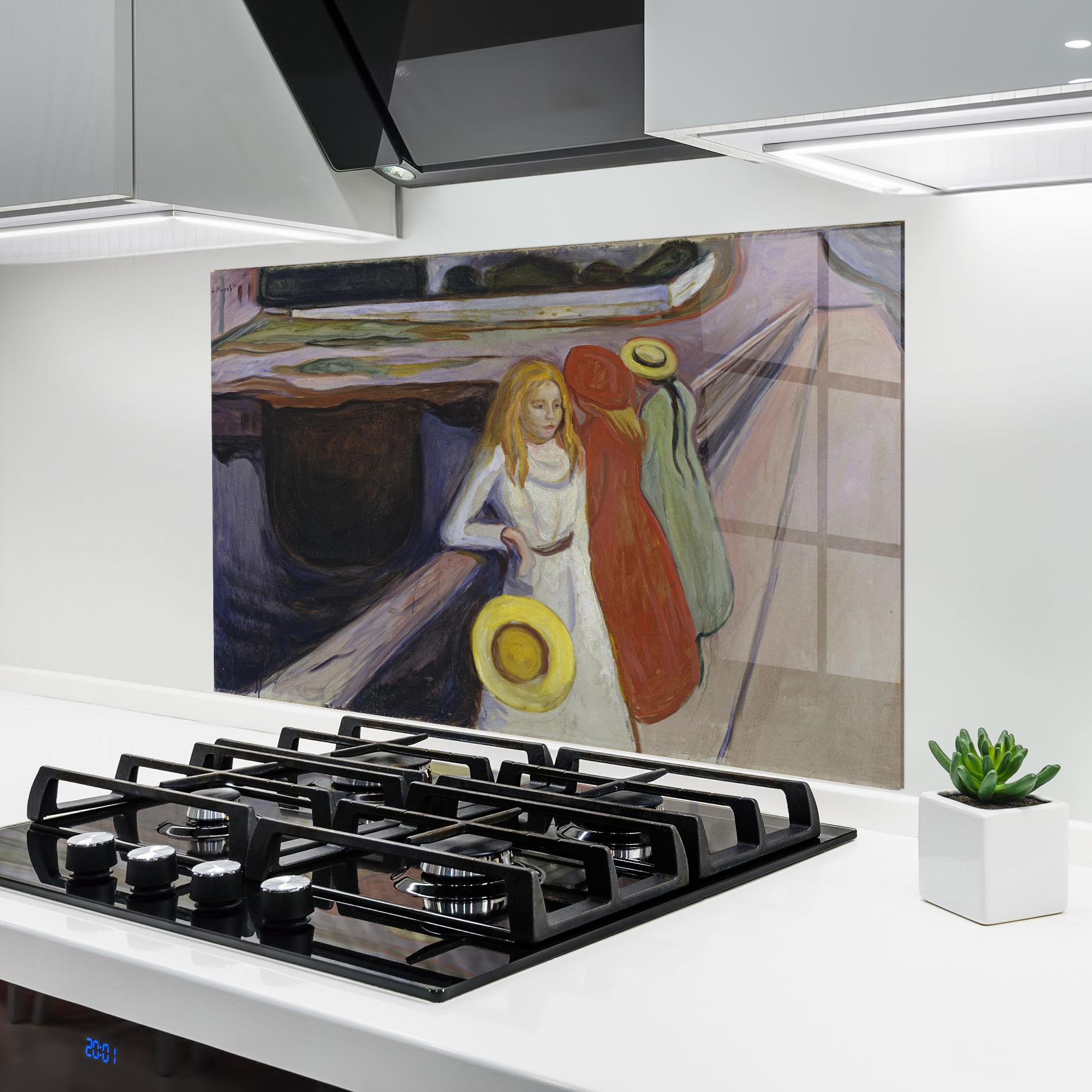 Стъклен панел за кухня Bridge Girls mockup 6