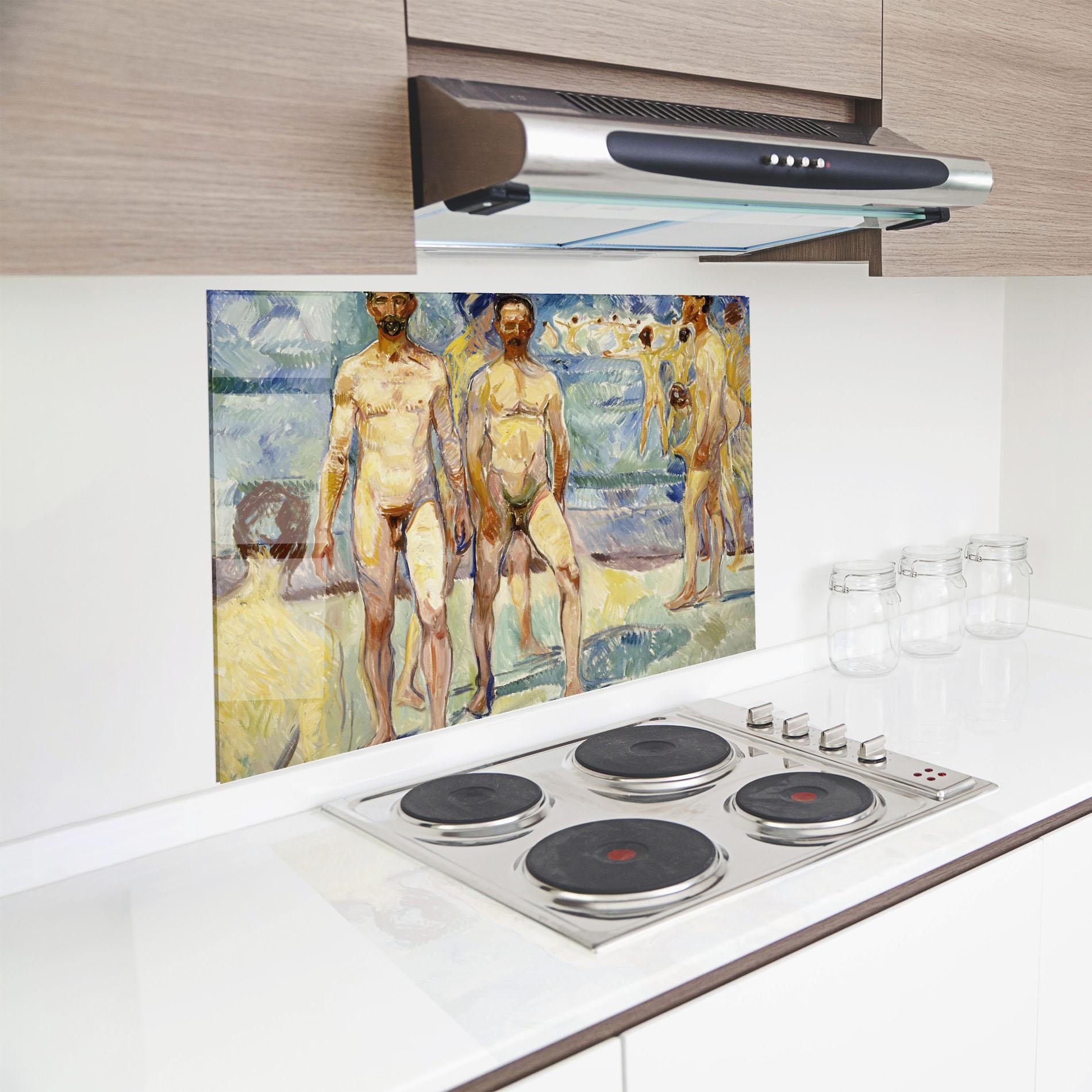 Стъклен панел за кухня Bathing Men mockup 8