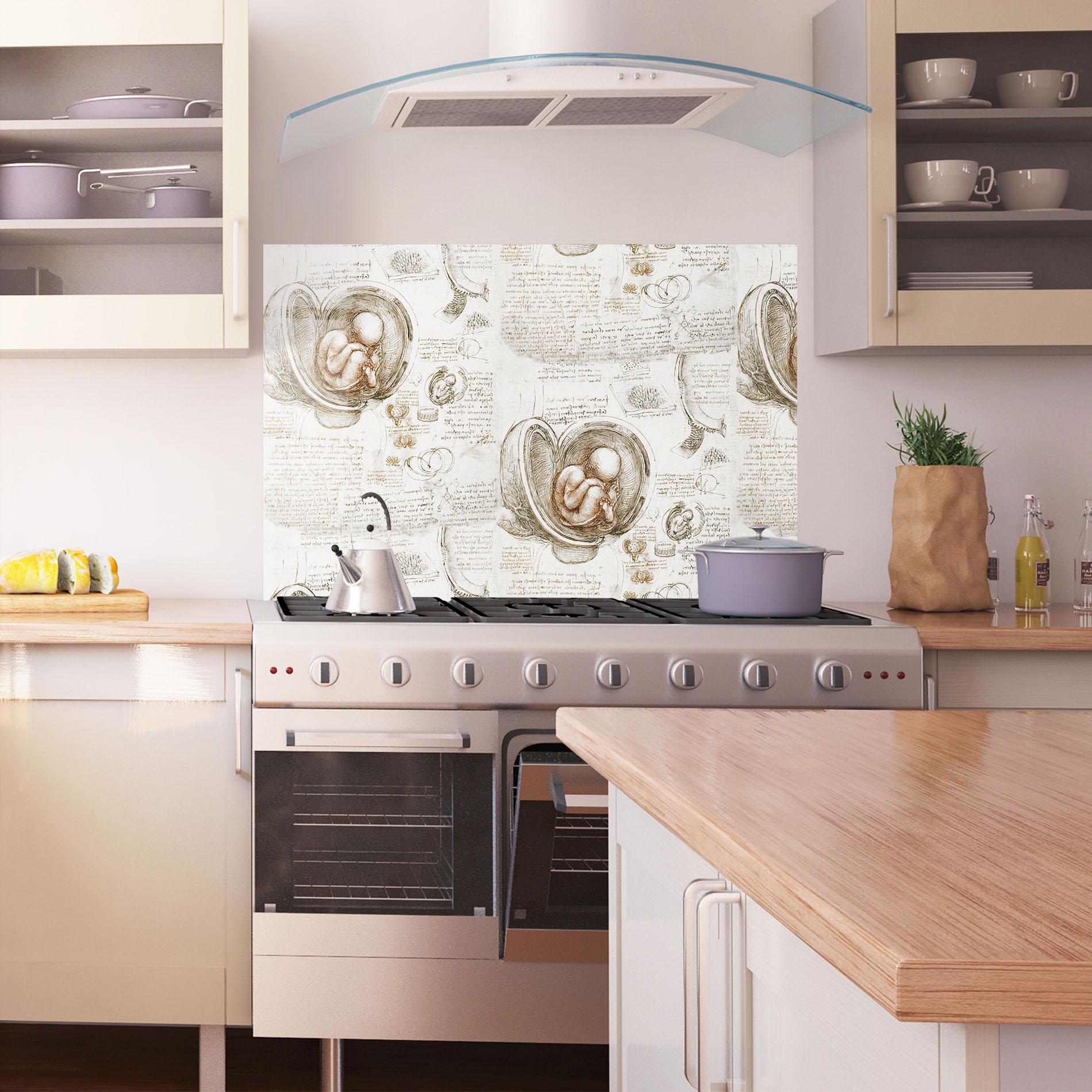 Стъклен панел за кухня Leonardo Studies Of The Foetus mockup 1