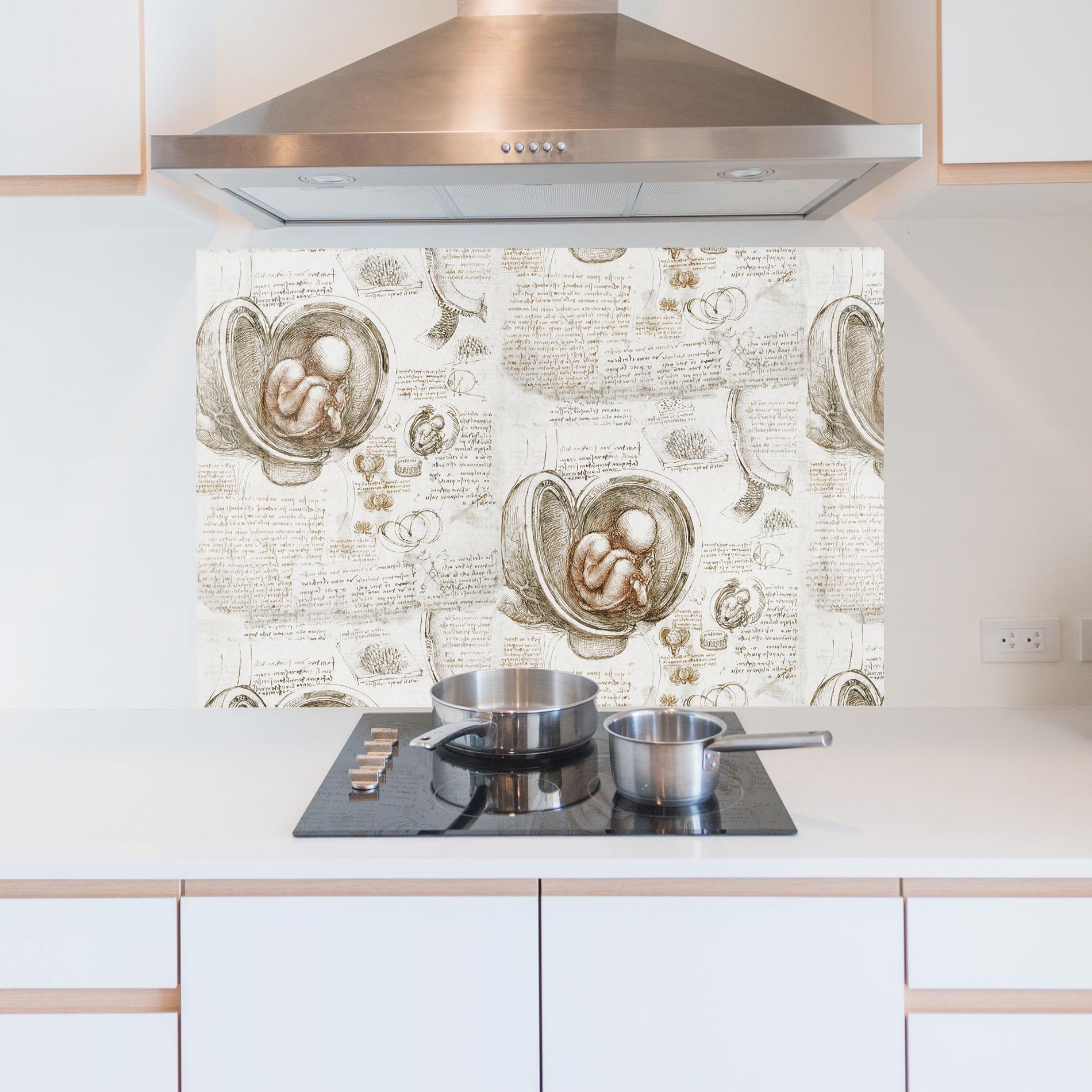 Стъклен панел за кухня Leonardo Studies Of The Foetus mockup 5