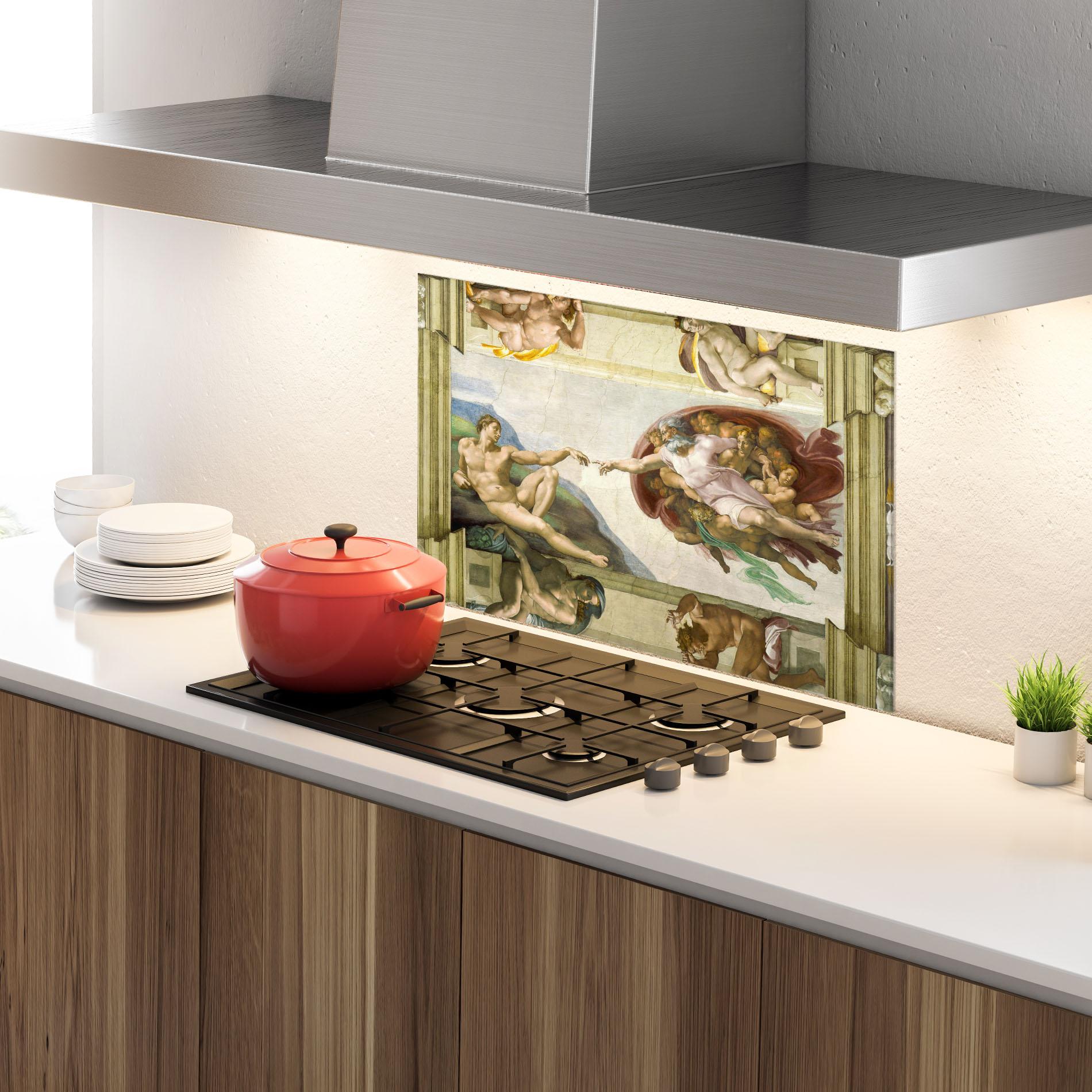 Стъклен панел за кухня Creacion De Adam mockup 4