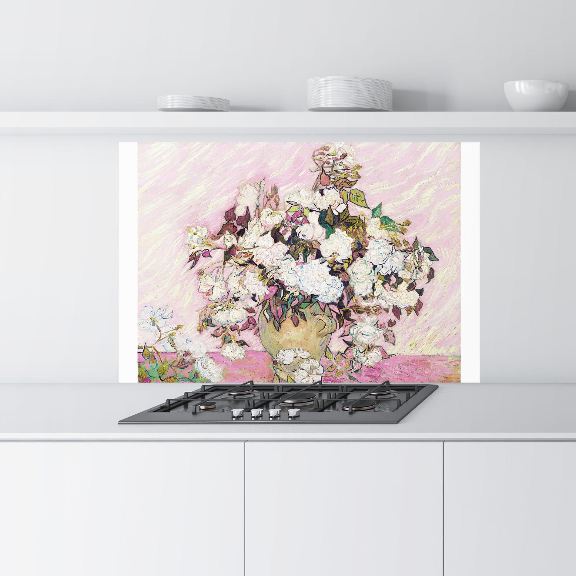 Стъклен панел за кухня Gogh Flower Painting mockup 9