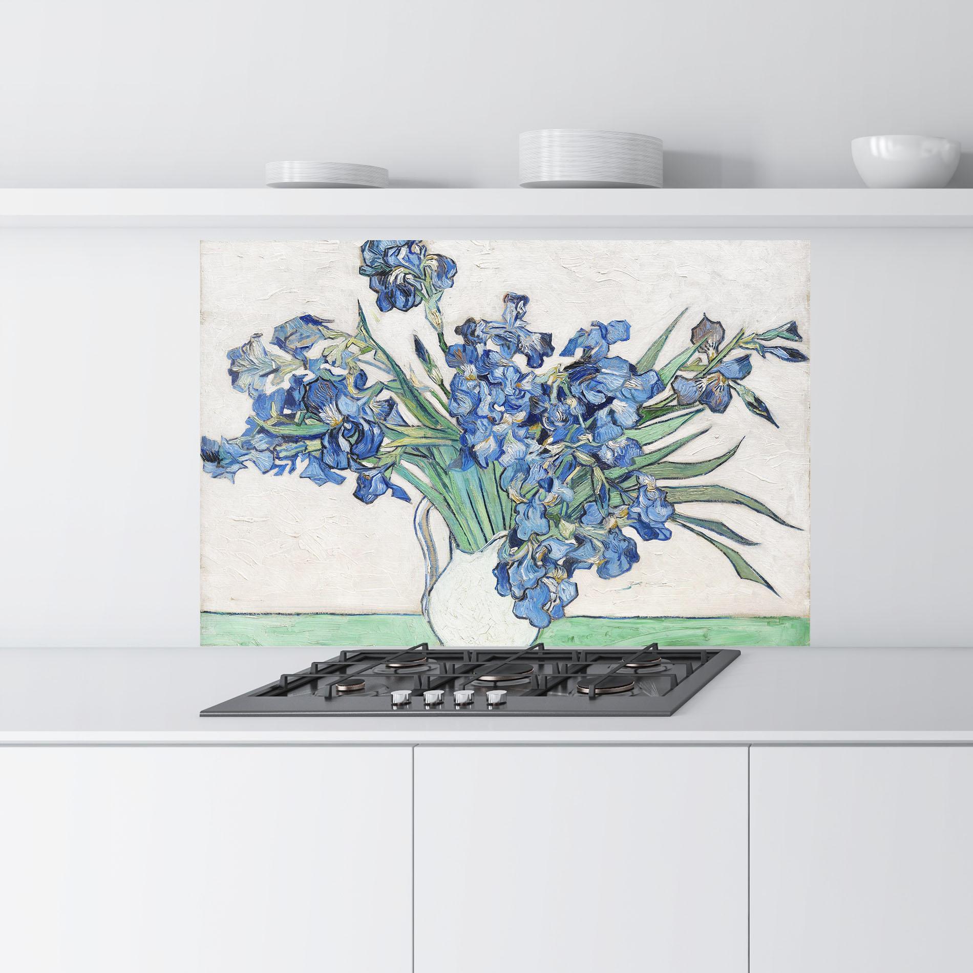Стъклен панел за кухня Gogh S Irises mockup 9